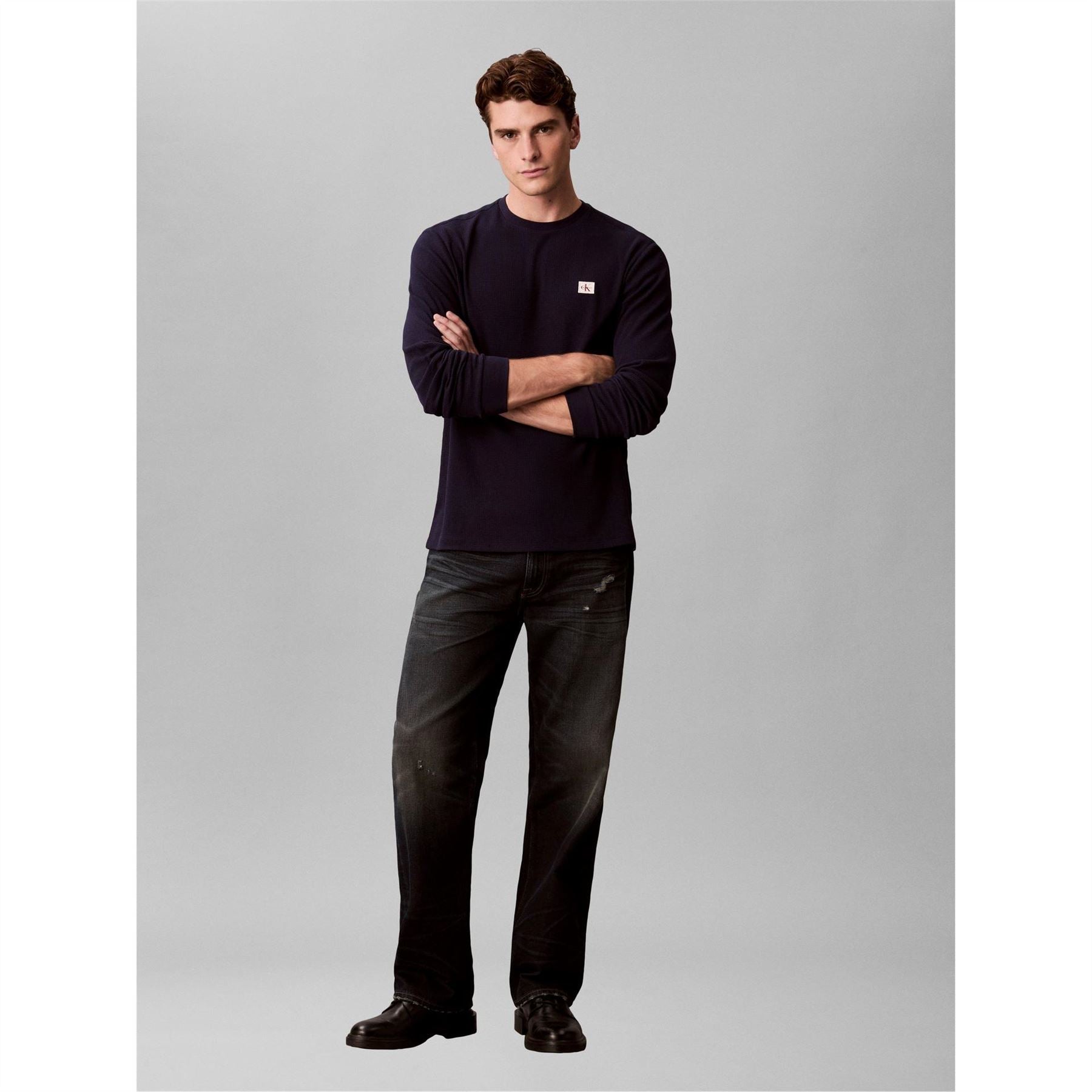 Calvin Klein Jeans Waffle Long Sleeve Crew Neck T-Shirt