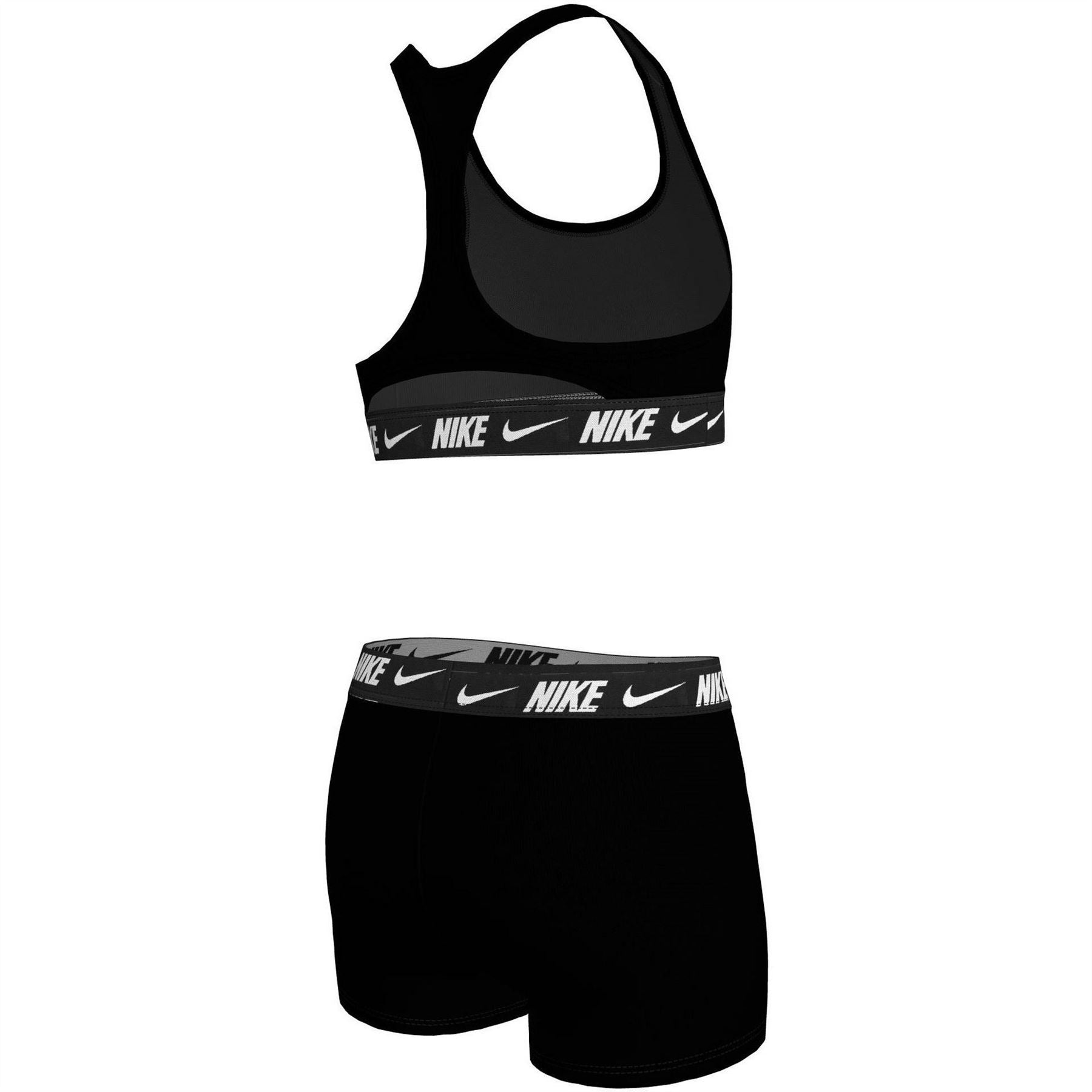 Nike Logo Tape Swim Big Kids (girls) Racerback Bikini  And  Short Set