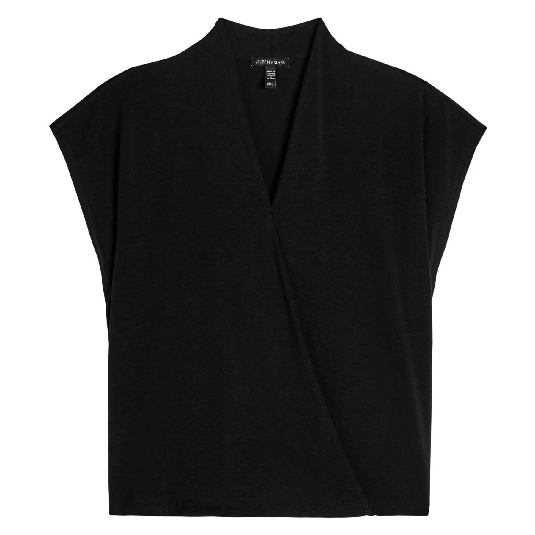Eileen Fisher Ss High Collar Overlap Top