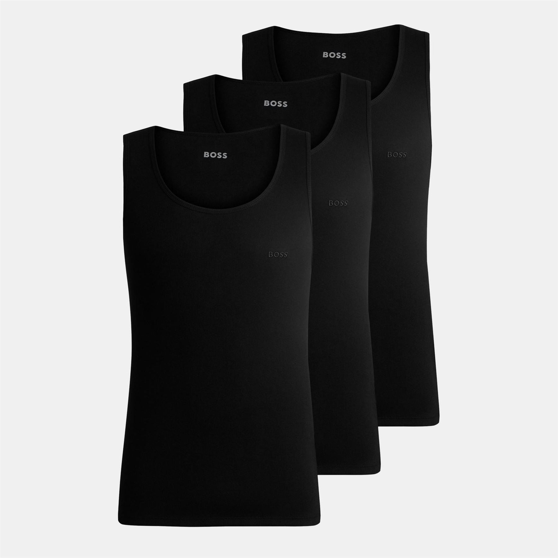 Boss Classic Ribbed Tank Top 3 Pack, Cotton Construction