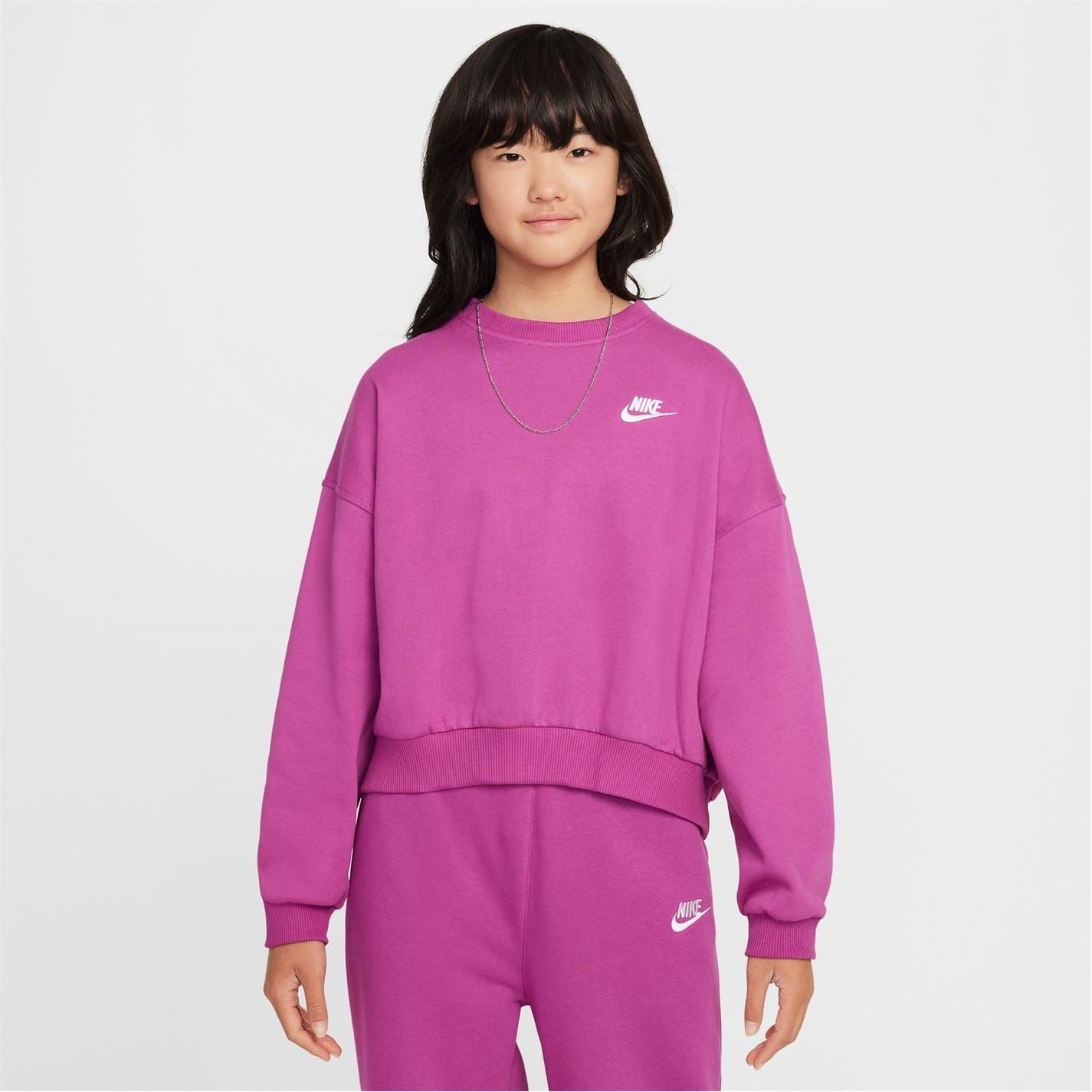 Nike Club Fleece Big Kids (girls) Boxy Crewneck Sweatshirt
