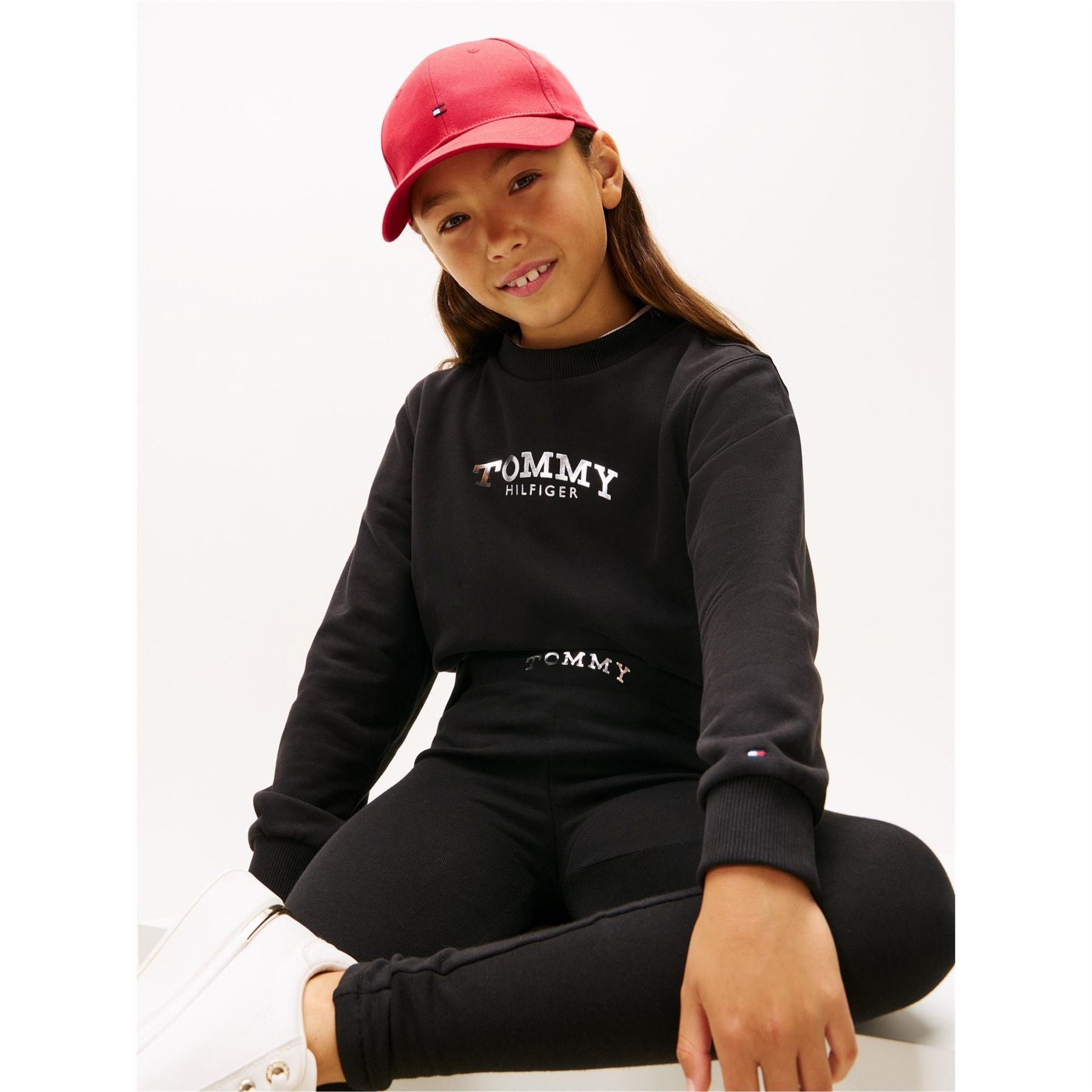 Tommy Hilfiger Lettering Crew Neck Long Sleeve Sweatshirt Legging Coord Set