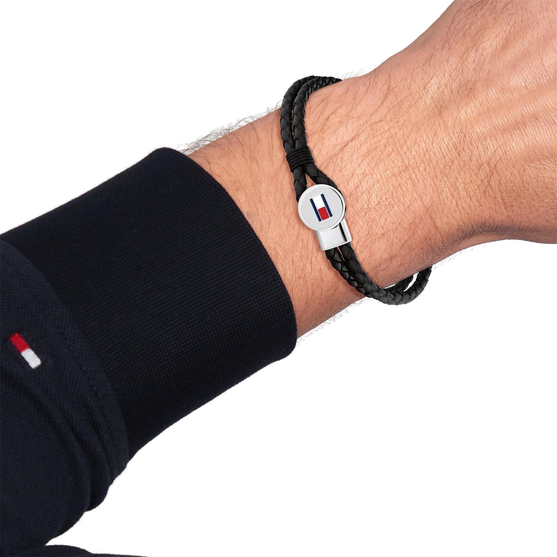 Tommy Hilfiger Hilfiger Men’s Braided Leather Bracelet