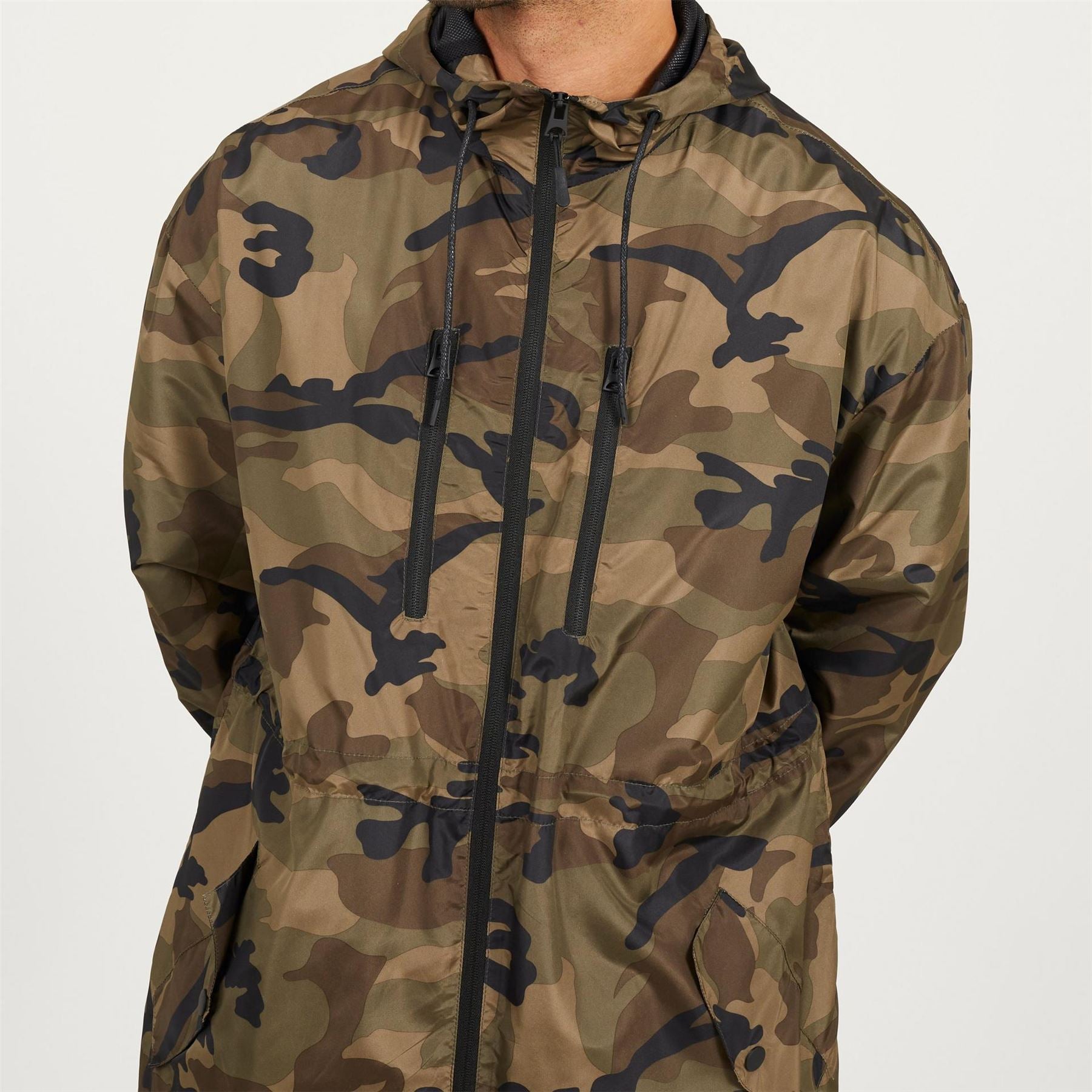 Brave Soul Camo Print Oversized Parka