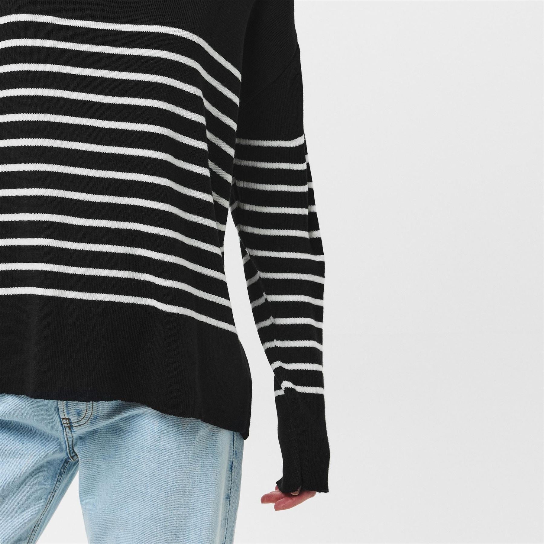 Missy Empire Black  And  White High Neck Oversized Long Sleeve Jumper