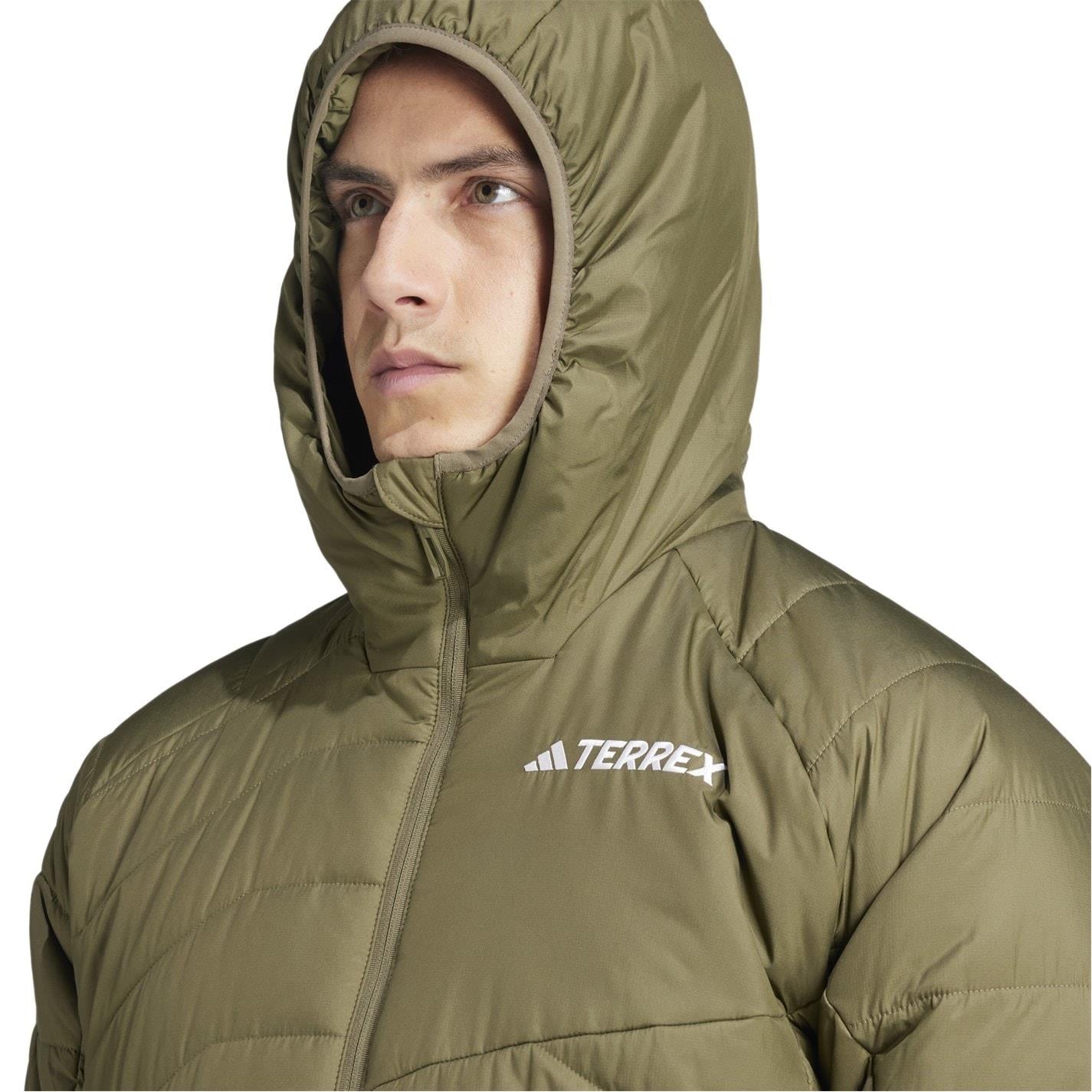 adidas Hooded Adjustable Drawstring Zipped Pocket Solid Patterned Puffer Jacket