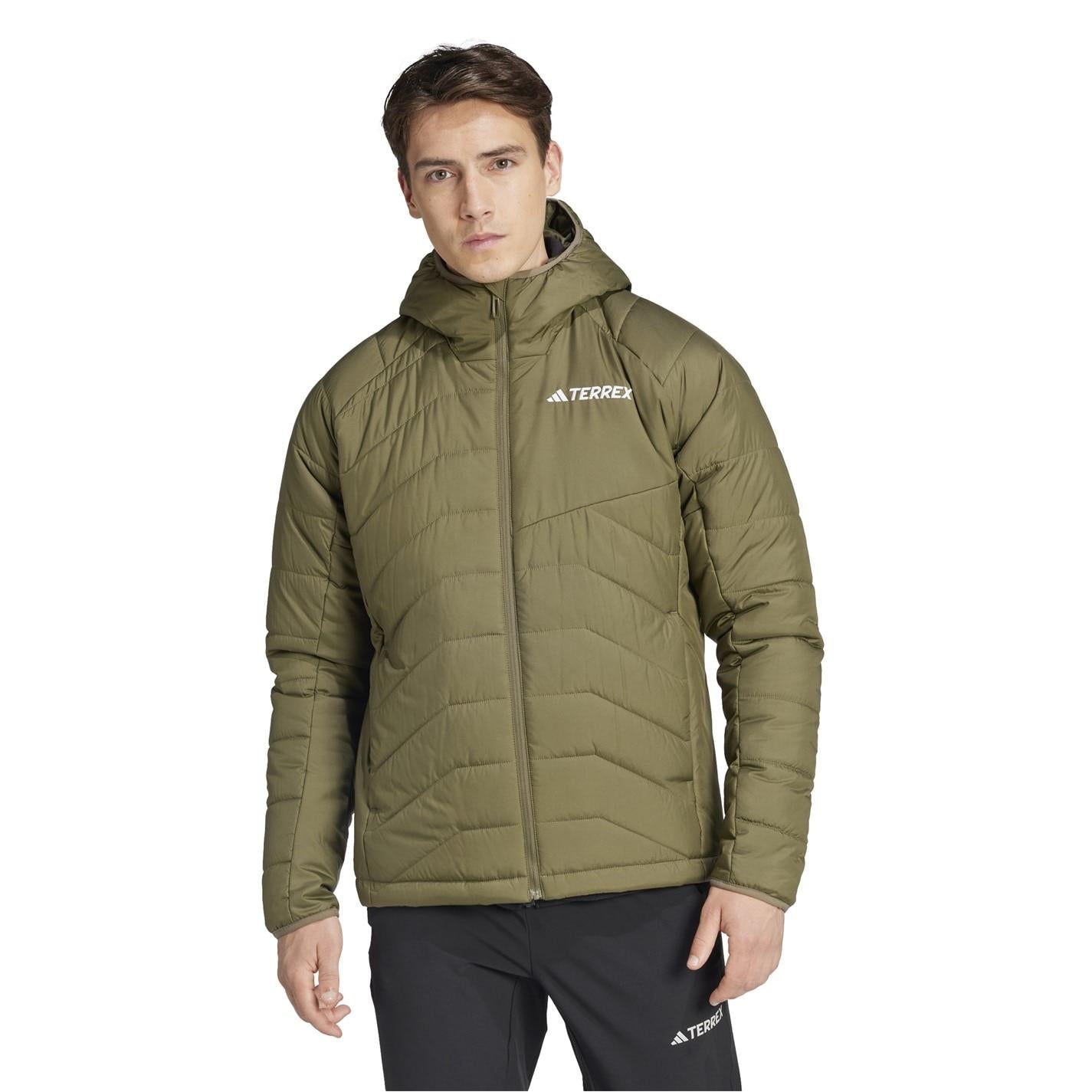 adidas Hooded Adjustable Drawstring Zipped Pocket Solid Patterned Puffer Jacket