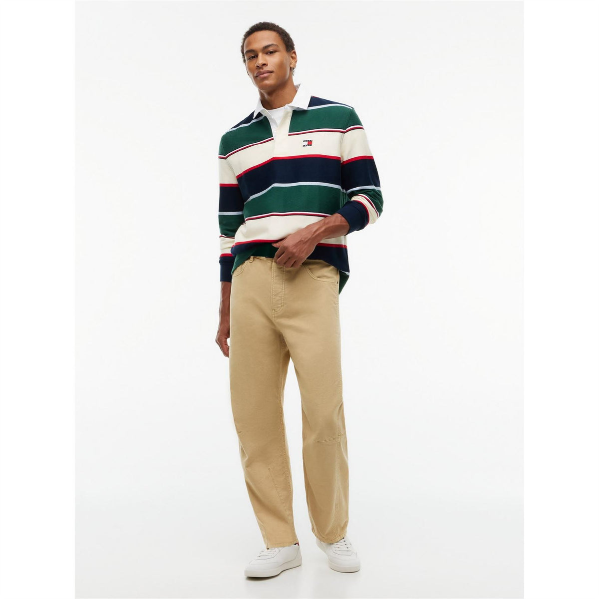 Tommy Jeans Varsity Stripe Rugby Cotton Long Sleeve Polo