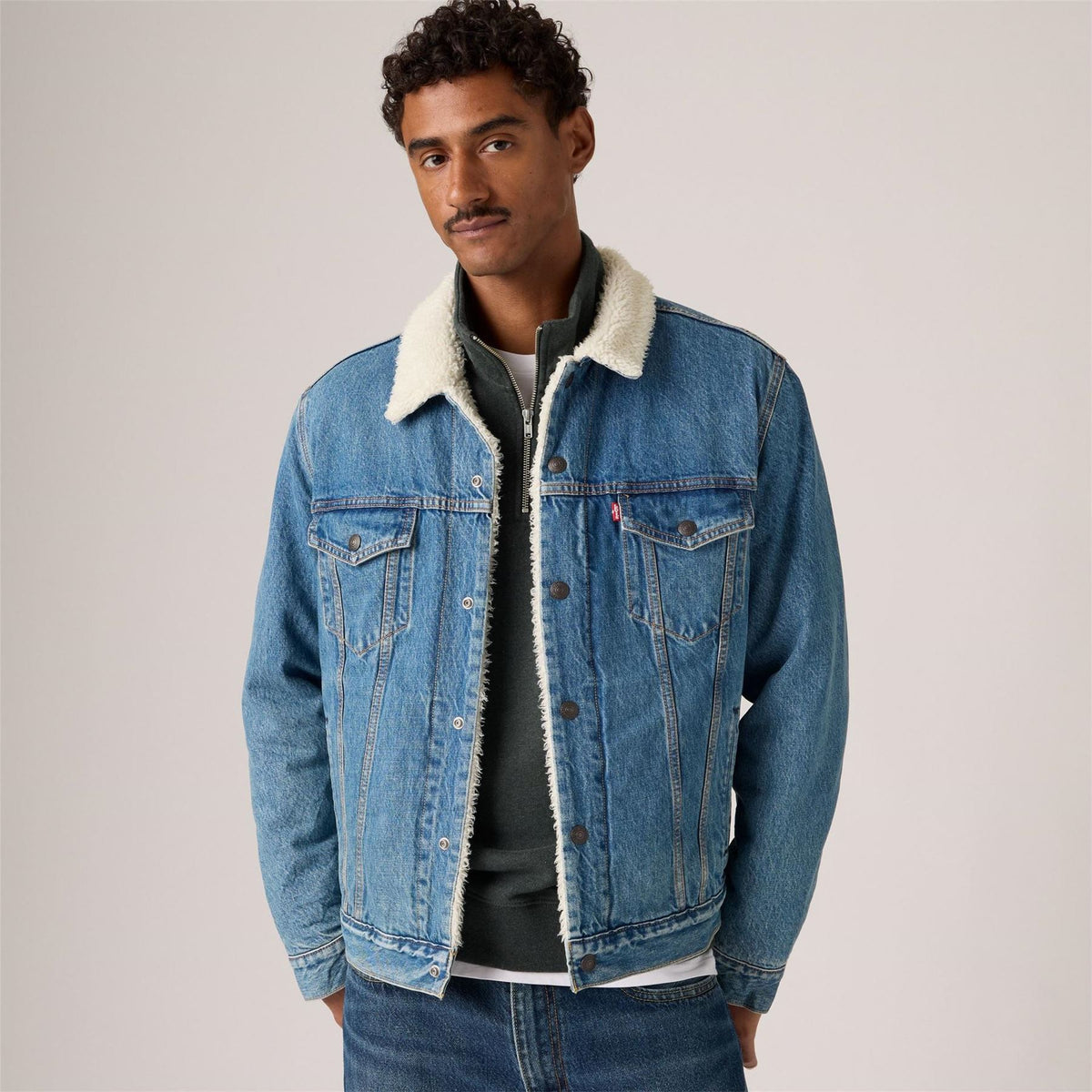 Levis Type 3 Sherpa Cotton Mix Long Sleeve Denim Jacket