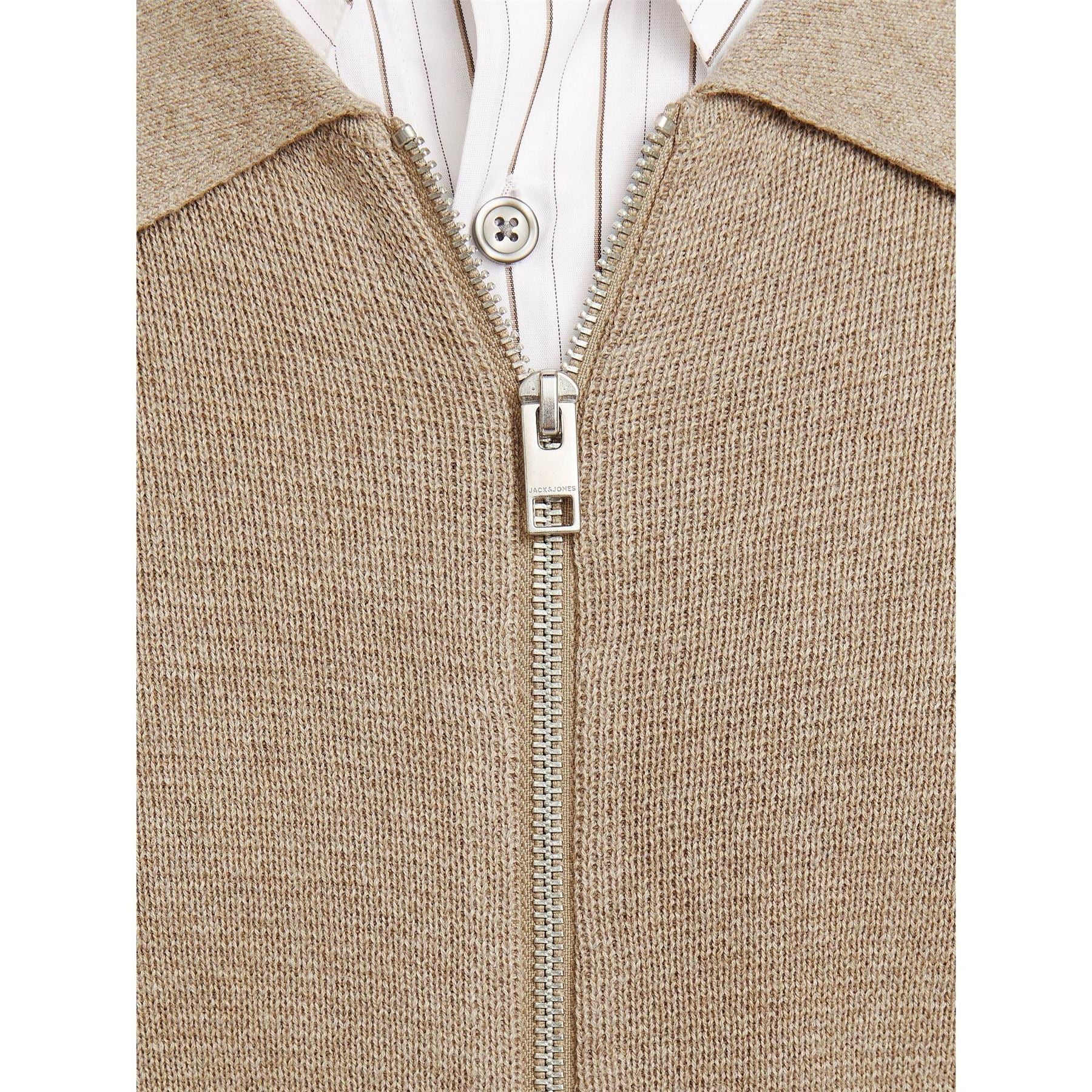 Jack and Jones Stitch Knitted Full Zip Fleece Fabric