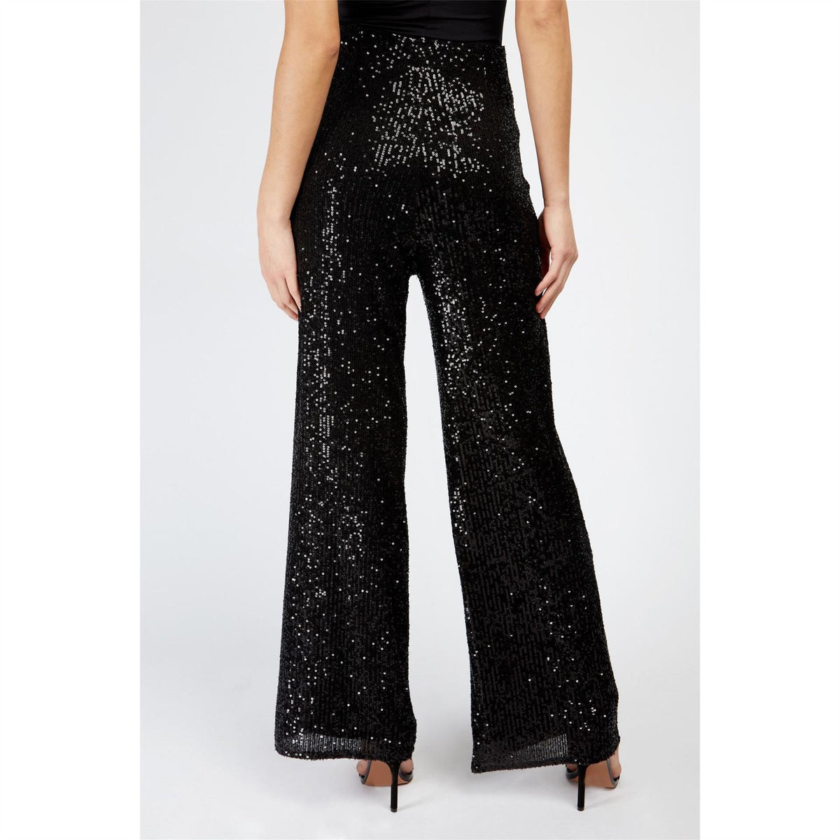 Little Mistress Sequin Solid Patterned Wide Leg Trousers