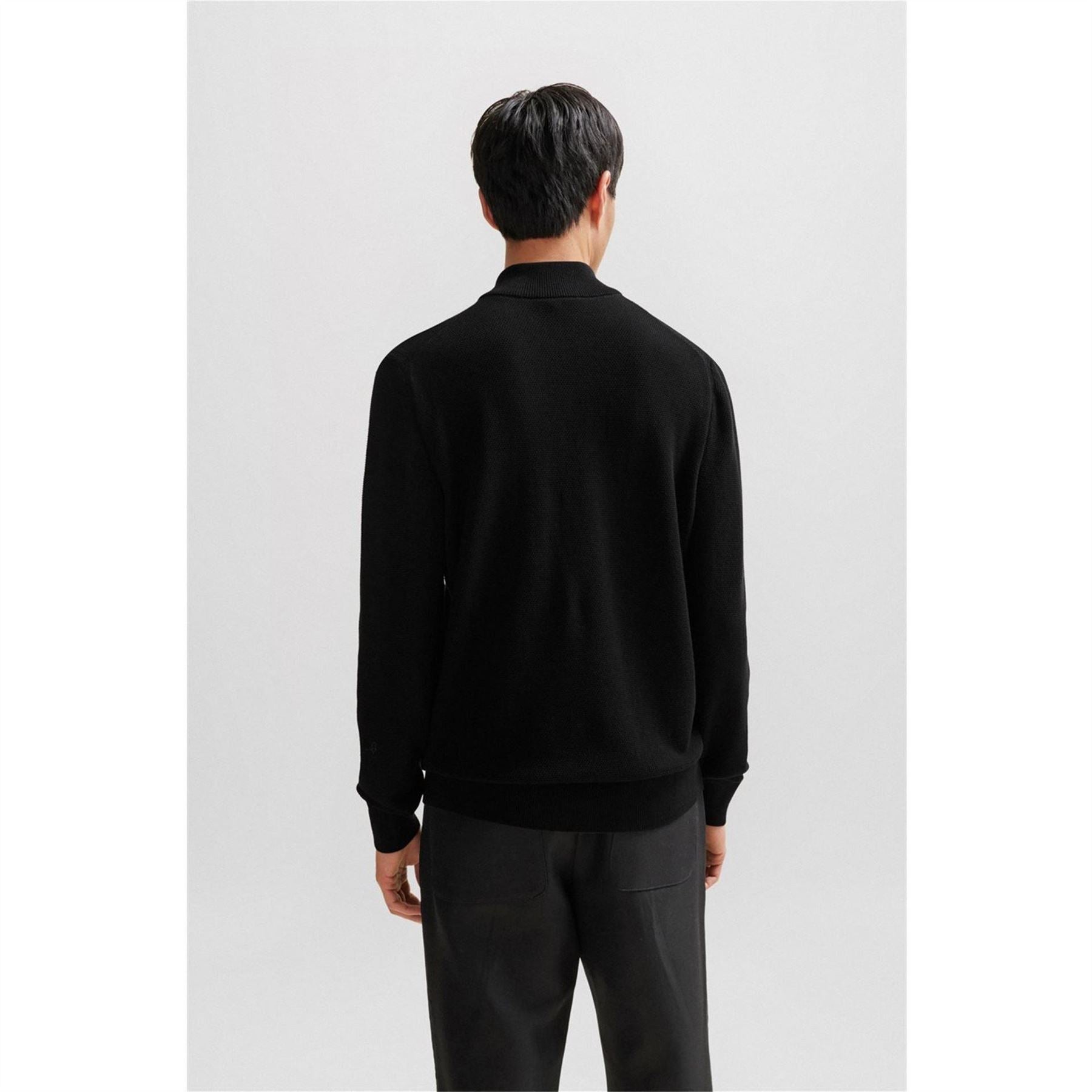 Boss Hbb Ebrando Black Zipped Crew Neck Jumper