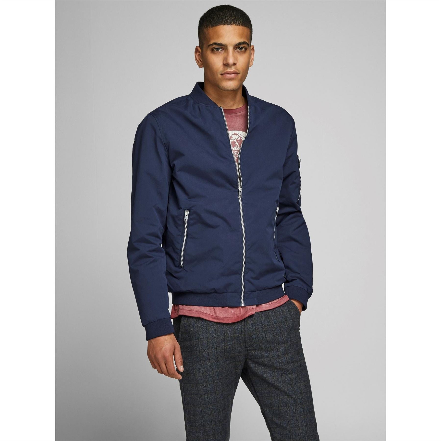 Jack and Jones  Rush Water Resistant Long Sleeve Bomber Jacket