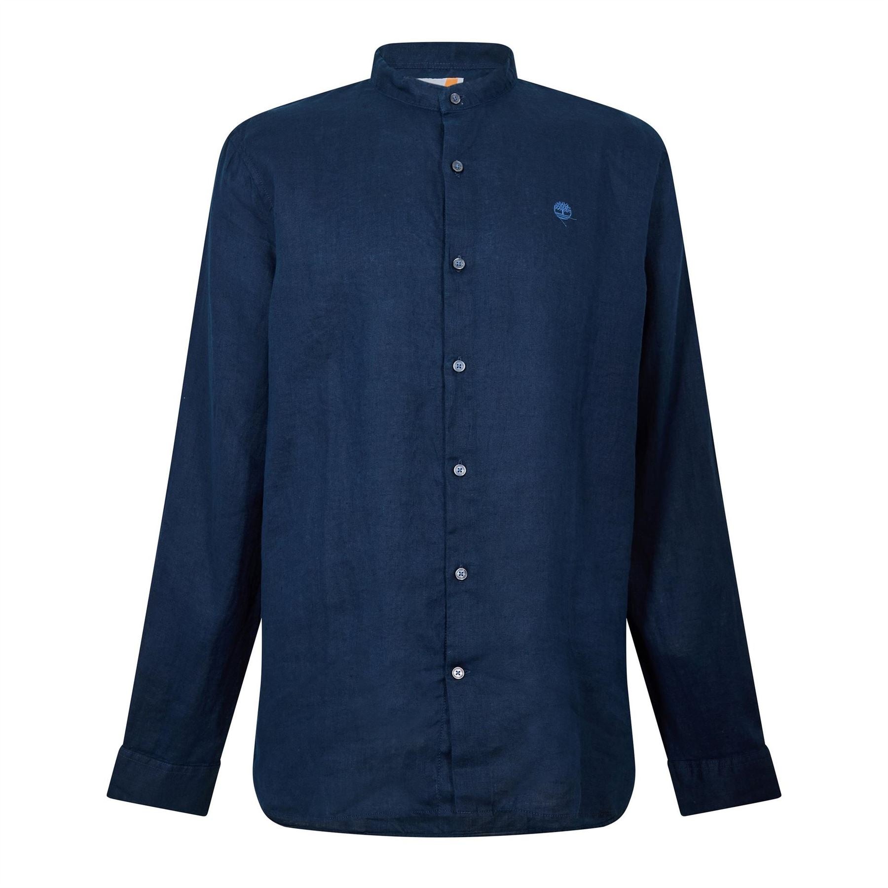 Timberland Linen Korean Collar Long Sleeve Oxford Shirt