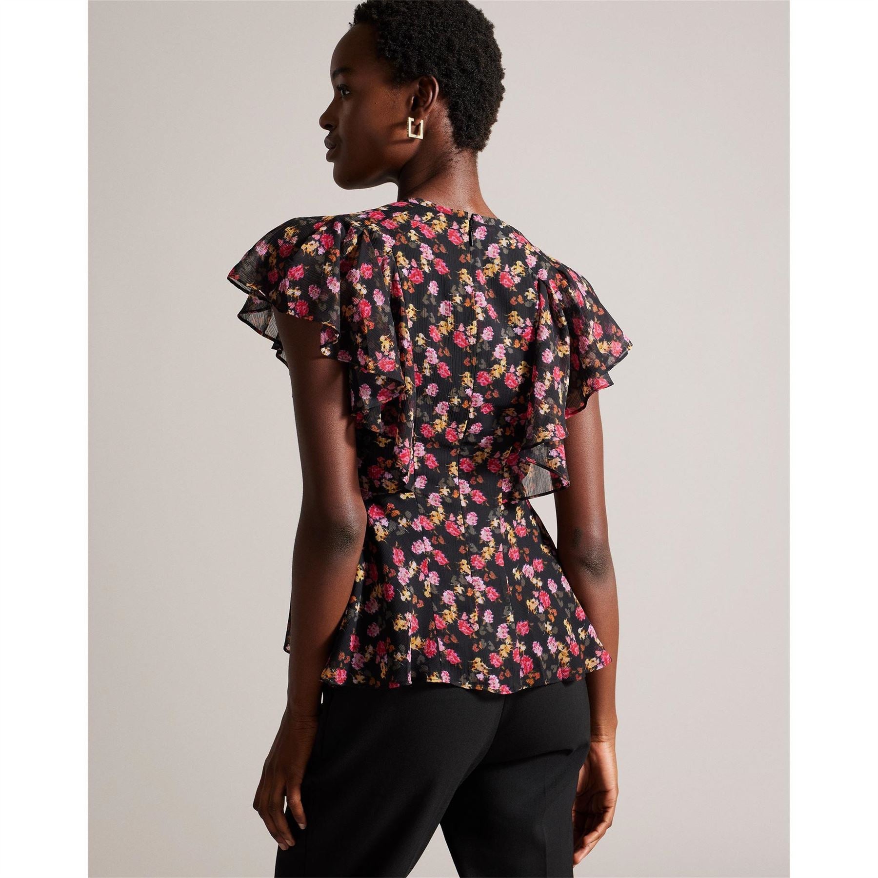 Ted Baker Turtleneck Short Sleeve Relaxed Fit Blouse