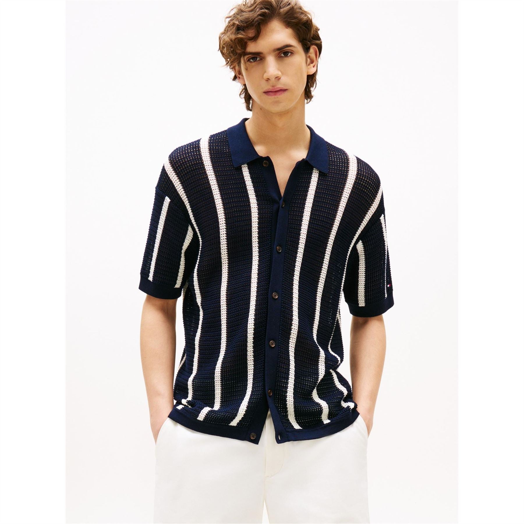 Tommy Hilfiger Vertical Stripe Regular Fit Short Sleeve Shirt