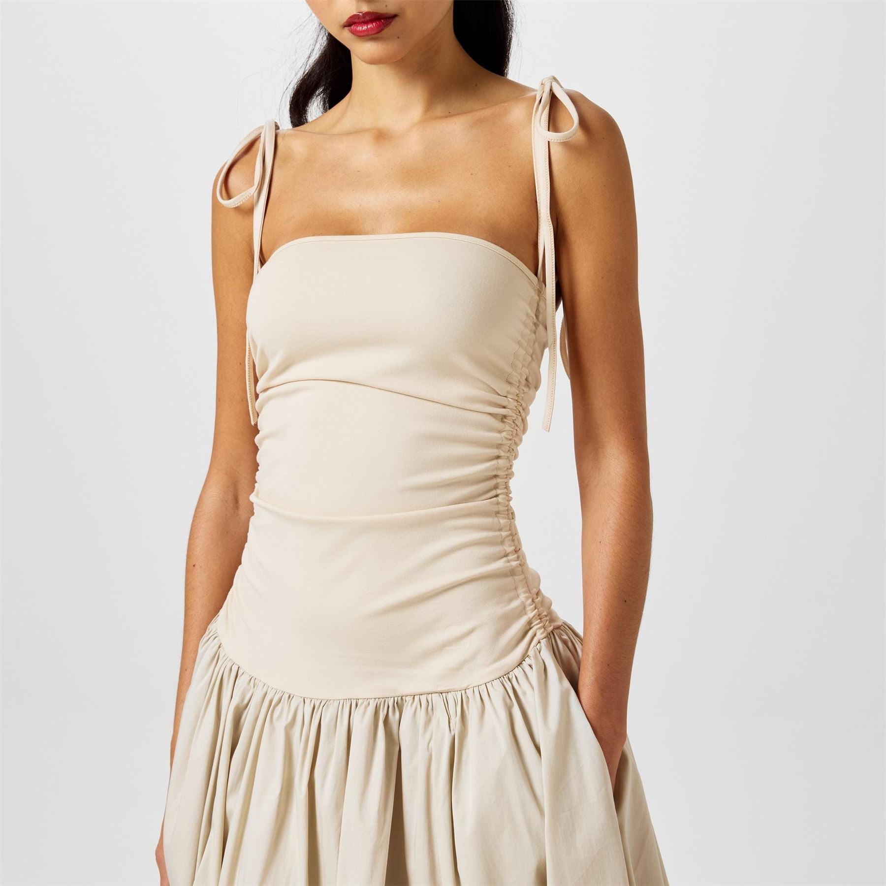 AmyLynn Amy Lynn Alexa Shoulder Tie Ultra Mini Peplum Dress