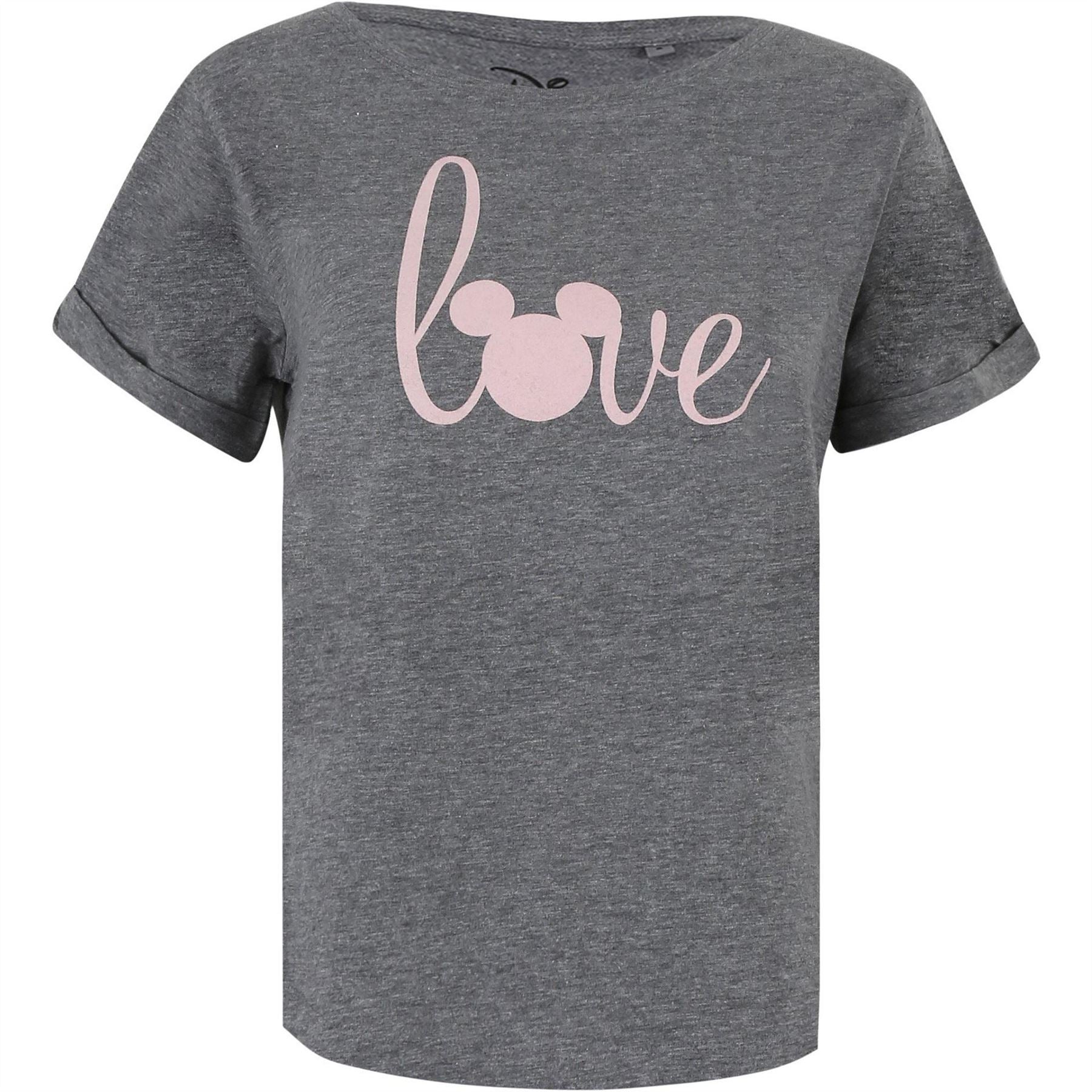 Disney Mickey Mouse Heart Graphic Rolled Cuff T-Shirt