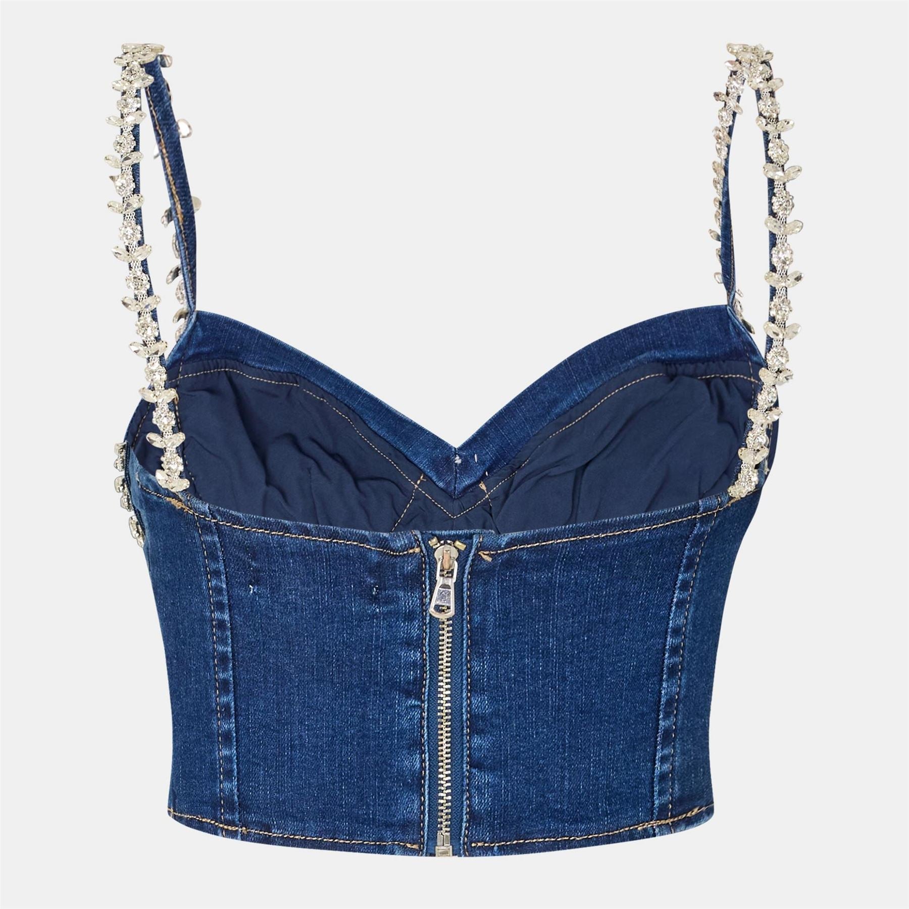 AmyLynn Bead Sweetheart Neck Spaghetti Strap Bustier Bodysuit