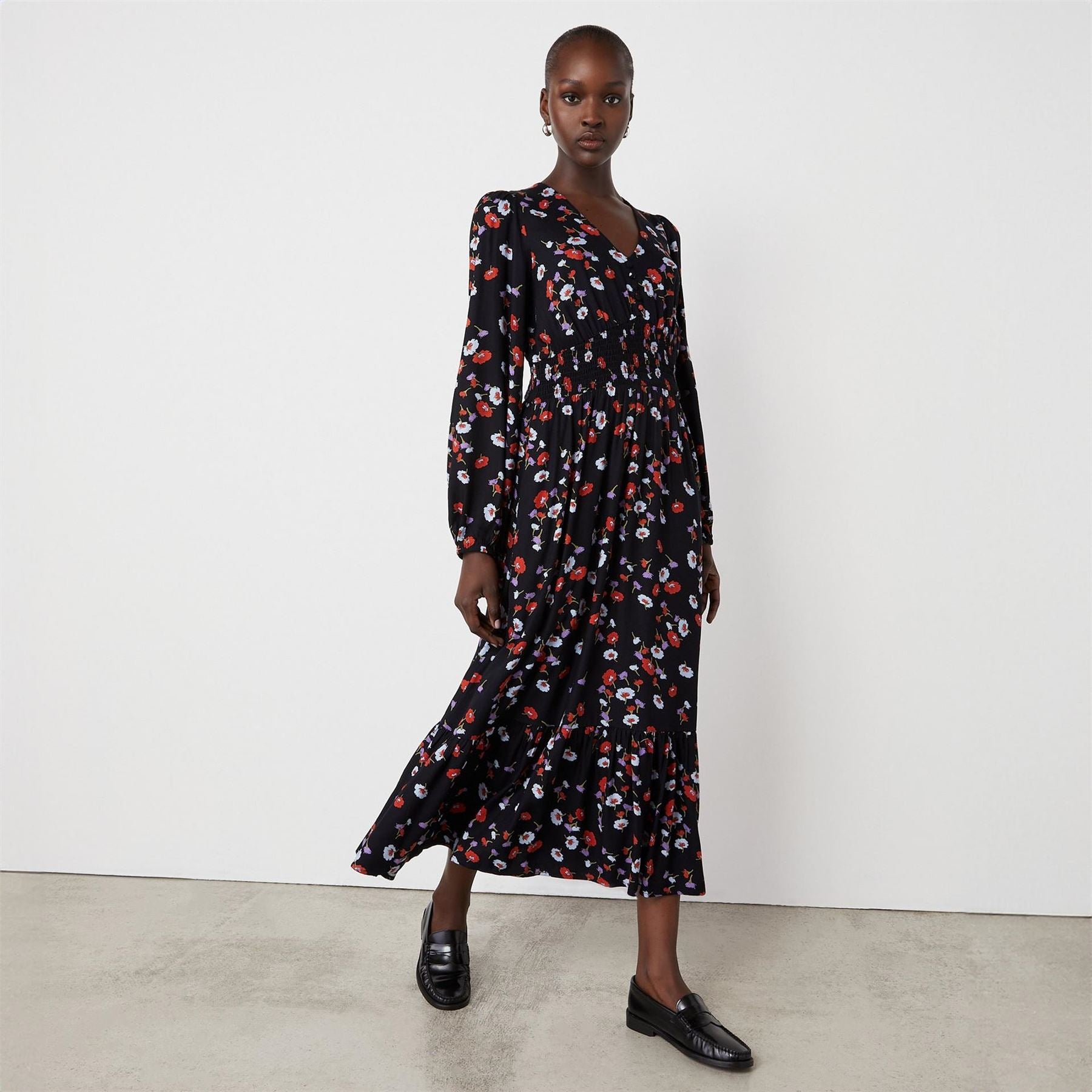 Finery Erina V-Neck Midi A-Line Dress