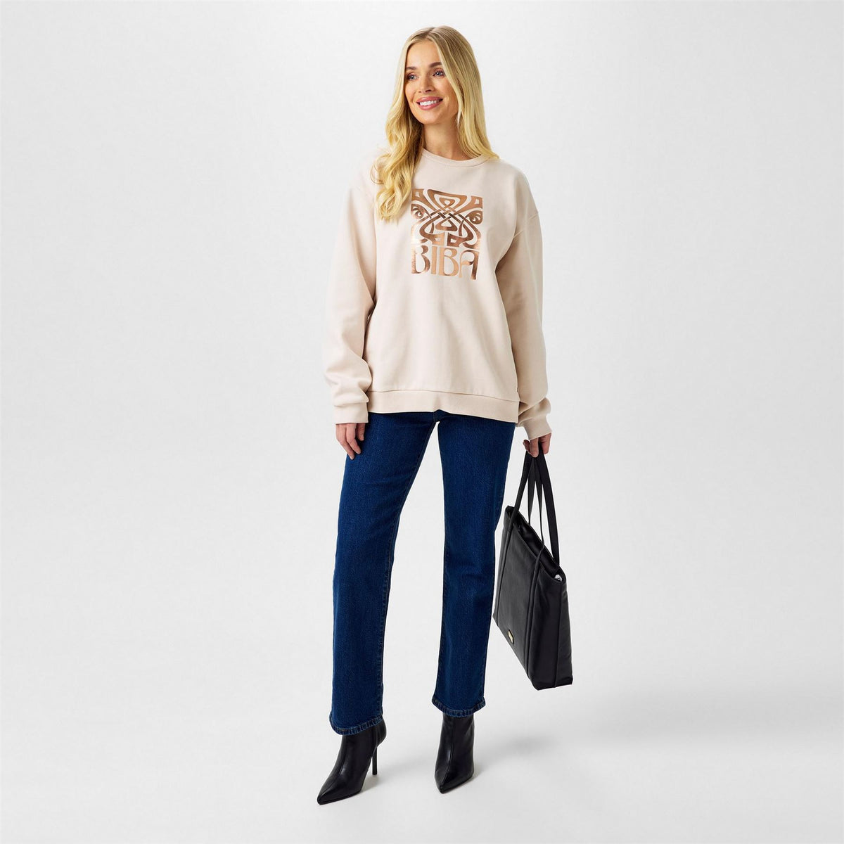 Biba Relaxed Fit Graphic Crew Neck Sweatshirt