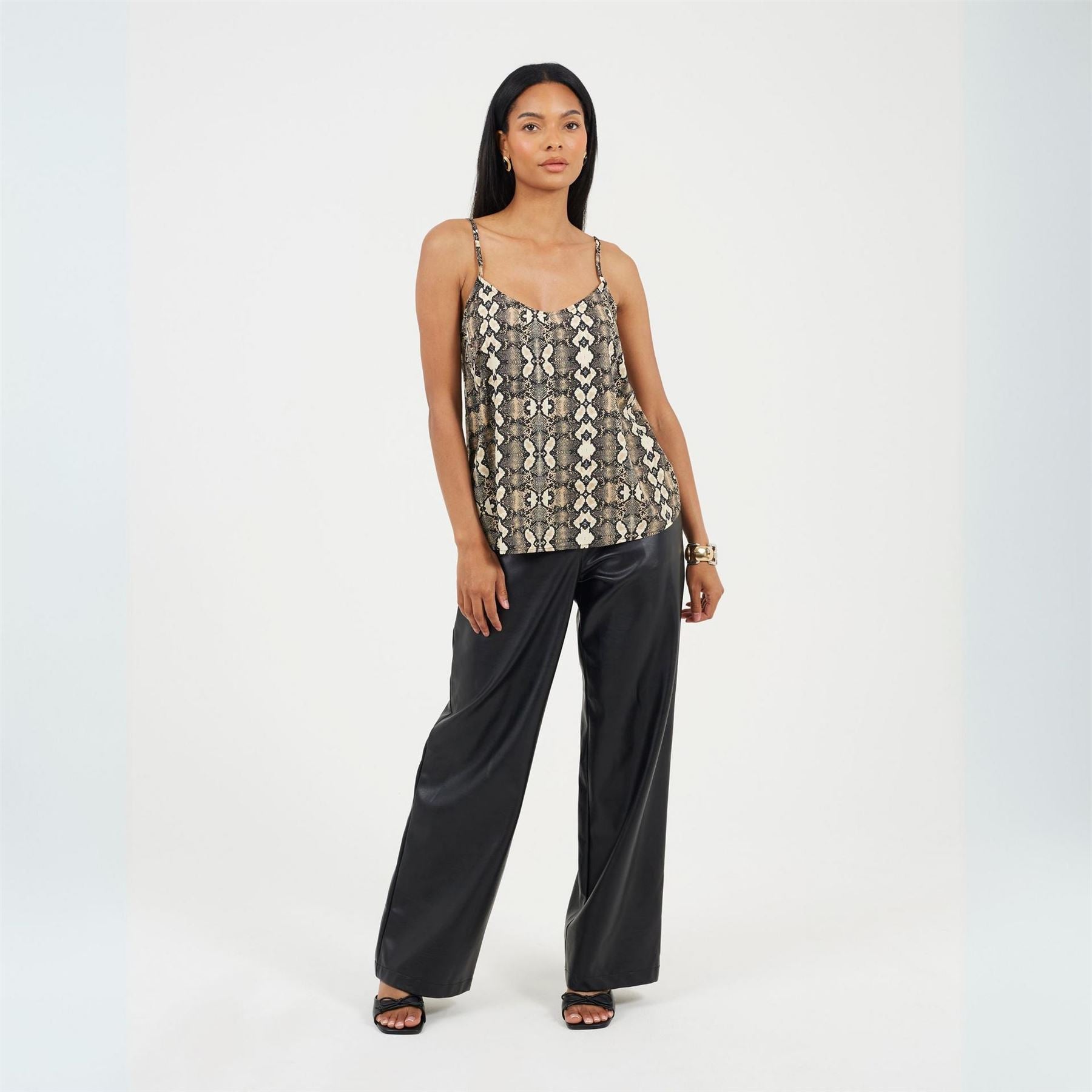 Brave Soul Womens Flowy Cami In Snake Print