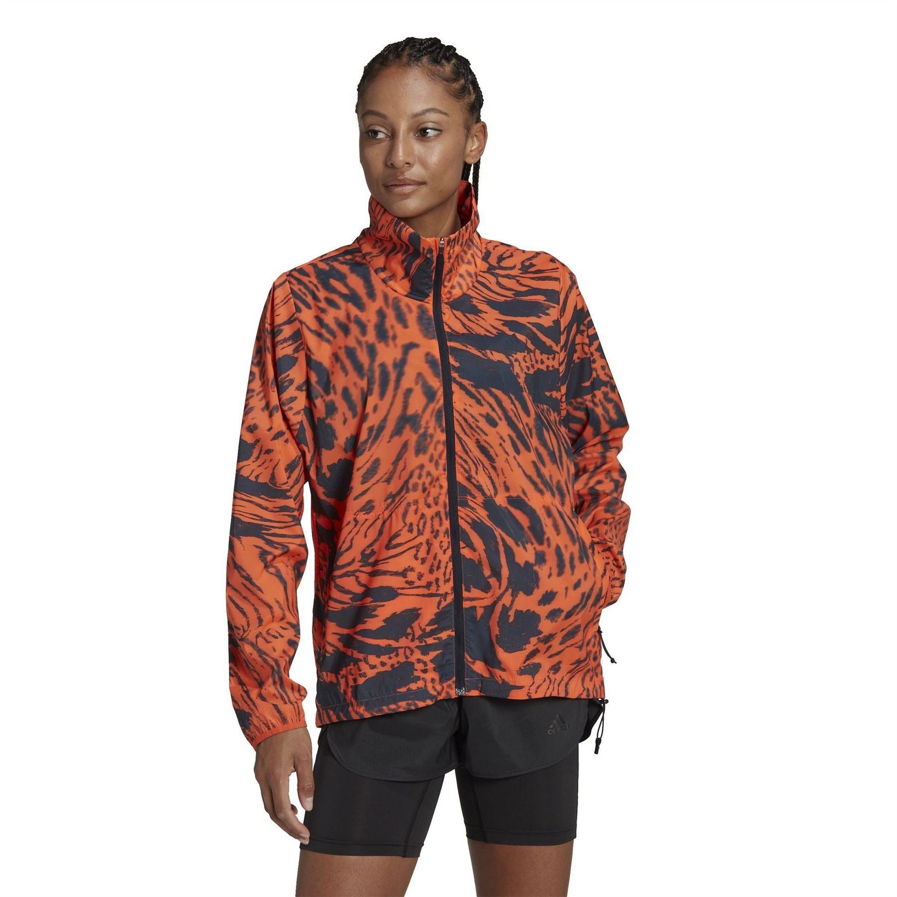 adidas FAST All Over Print Moisture Wicking Reflective Performance Running Jacket