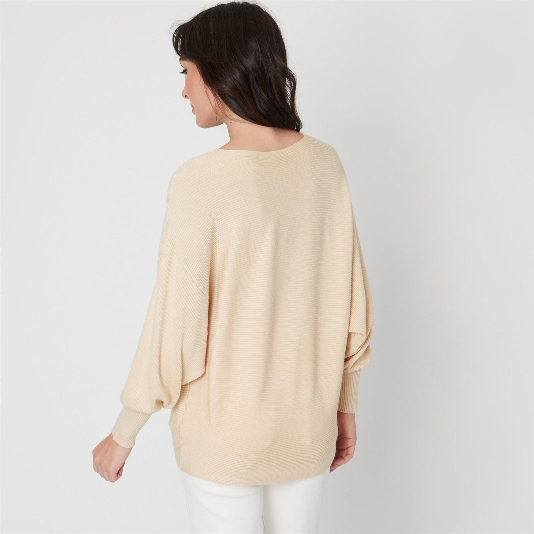 Be You Batwing Boat Neck Three Quarter Sleeve Sweater