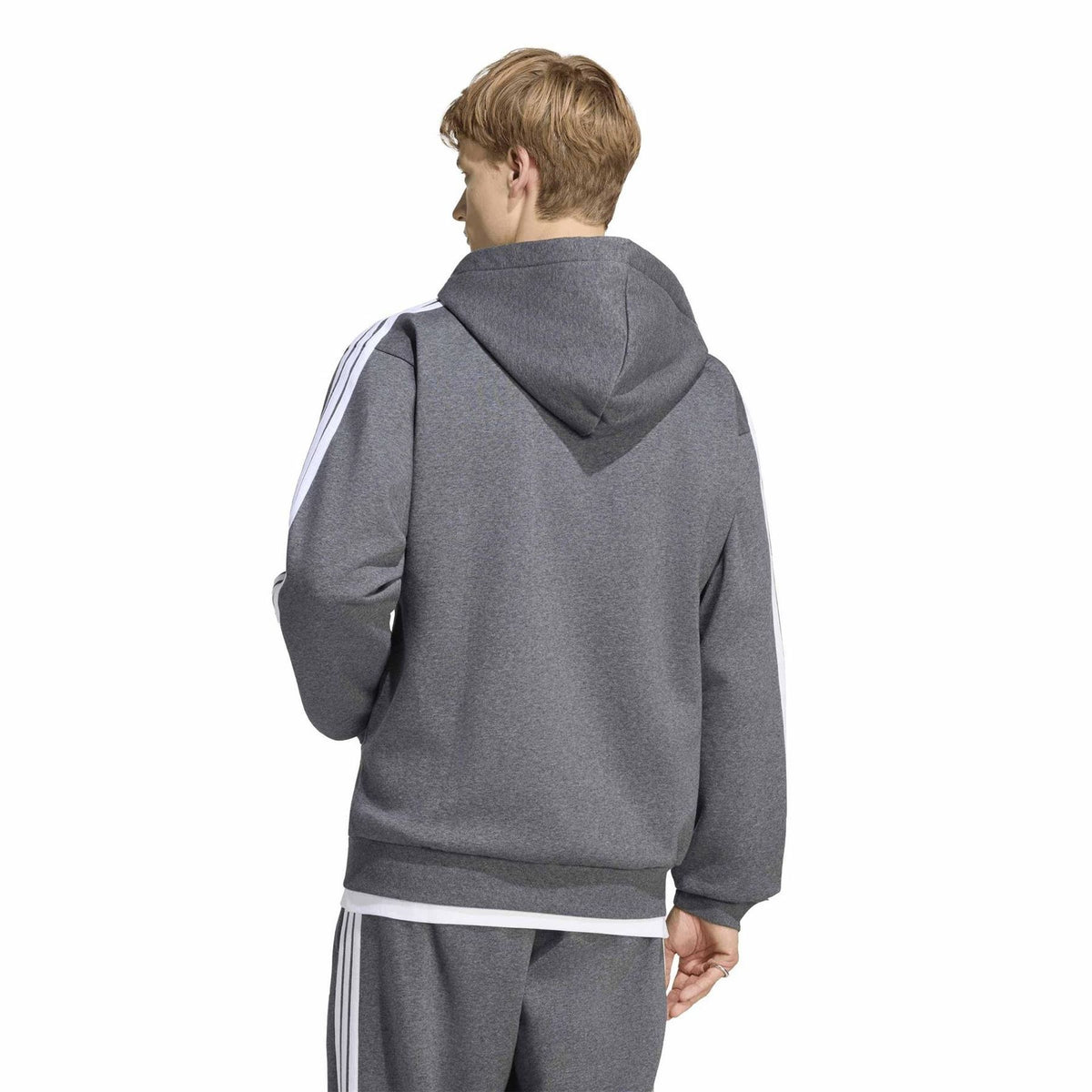 adidas Mens Essentials Fleece 3 Stripes Full Zip Hoodie