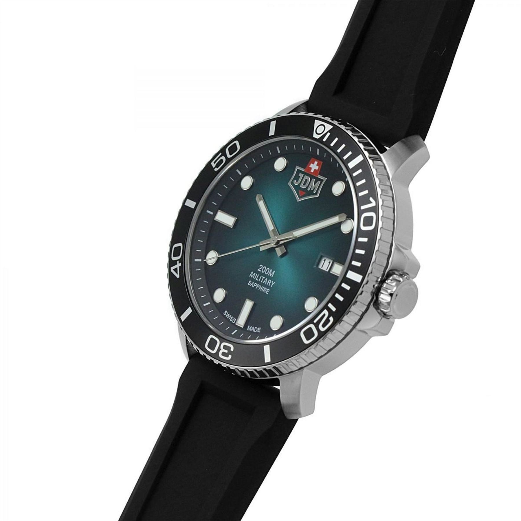 JDM Military Tango Black Silicone Green Dial Watch
