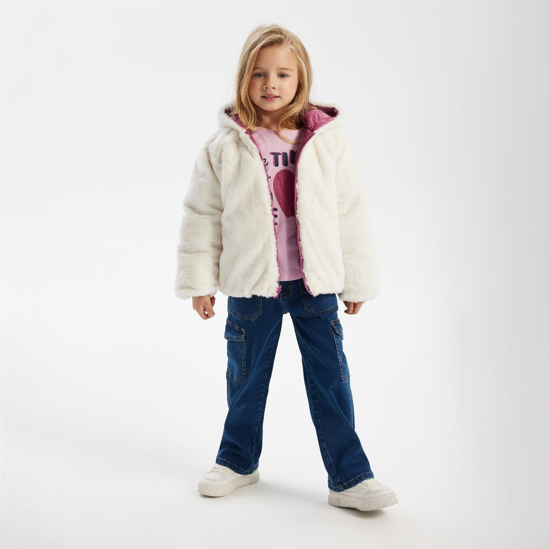 Minoti Girls Padded Reversible Jacket Metallic Purple
