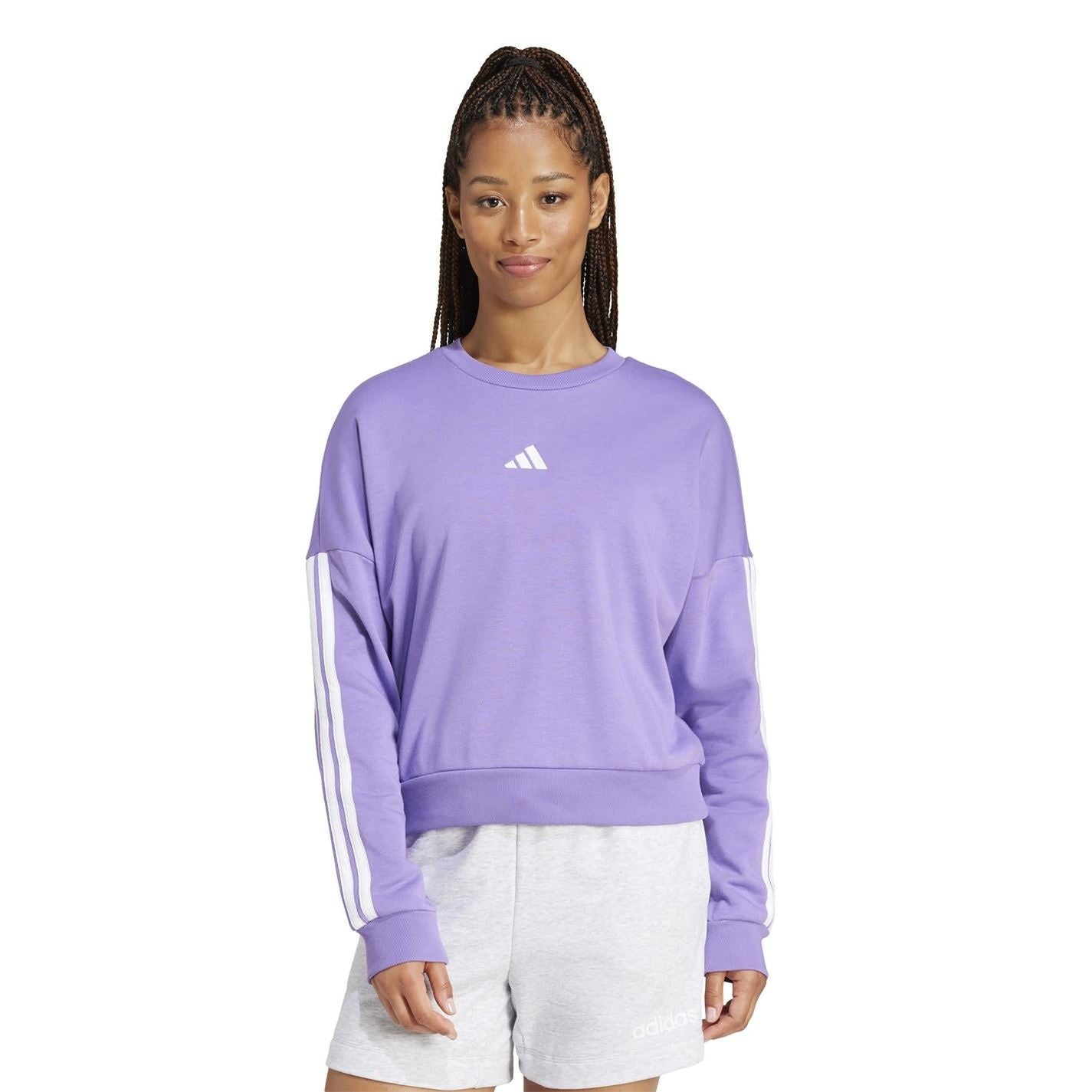 adidas Womens Essentials 3 Stripes French Terry Sweatshirt