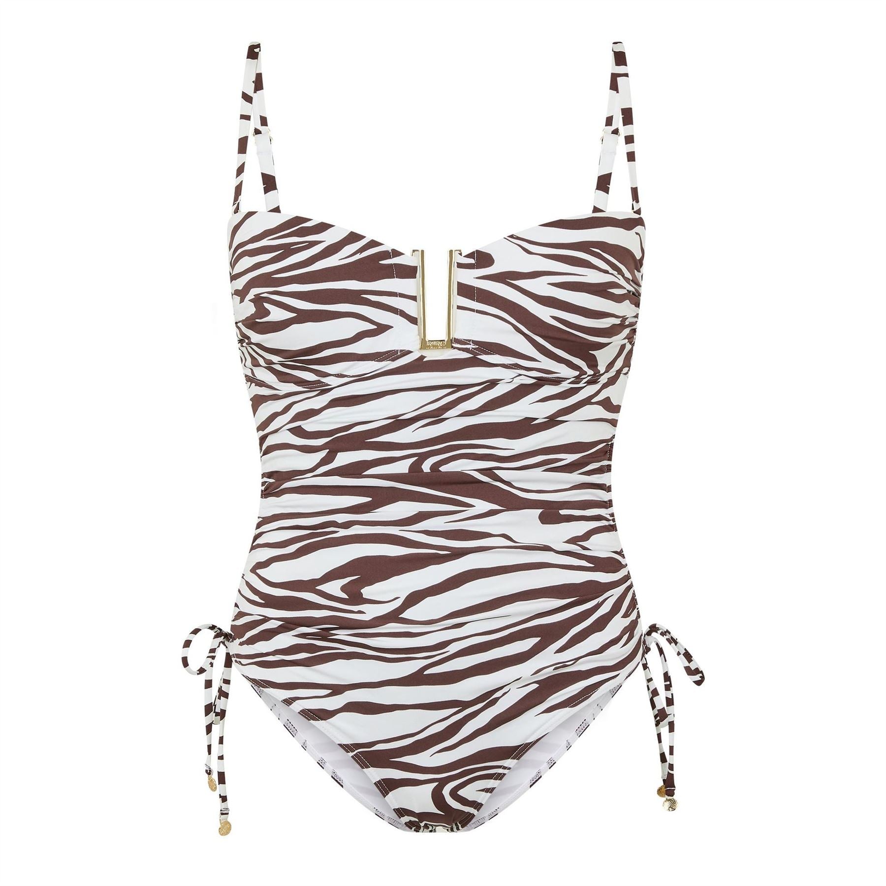 Biba Zebra Patterned Gold Detail Tie One Piece Swimsuit