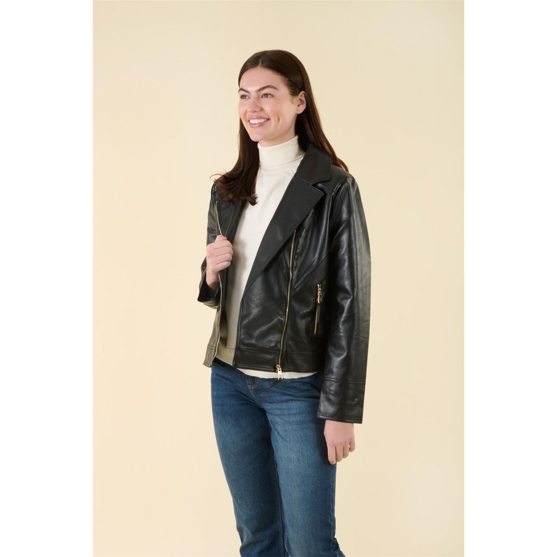 Harvey and Jones Roxanne Faux Leather Relaxed Jacket