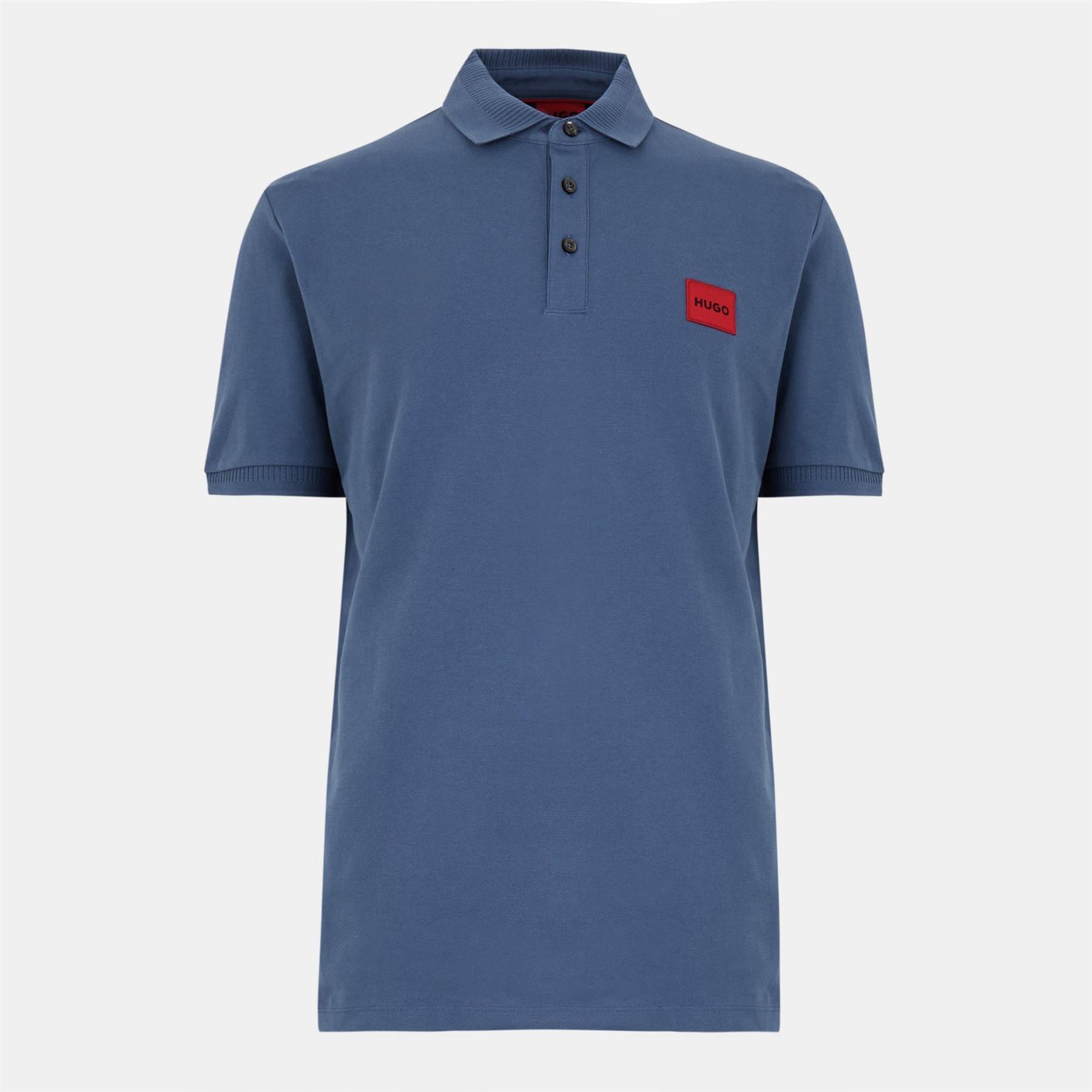 Hugo HUGO Deruso Short Sleeve Polo Shirt with Logo Detail and Ribbed Collar   Premium Cotton