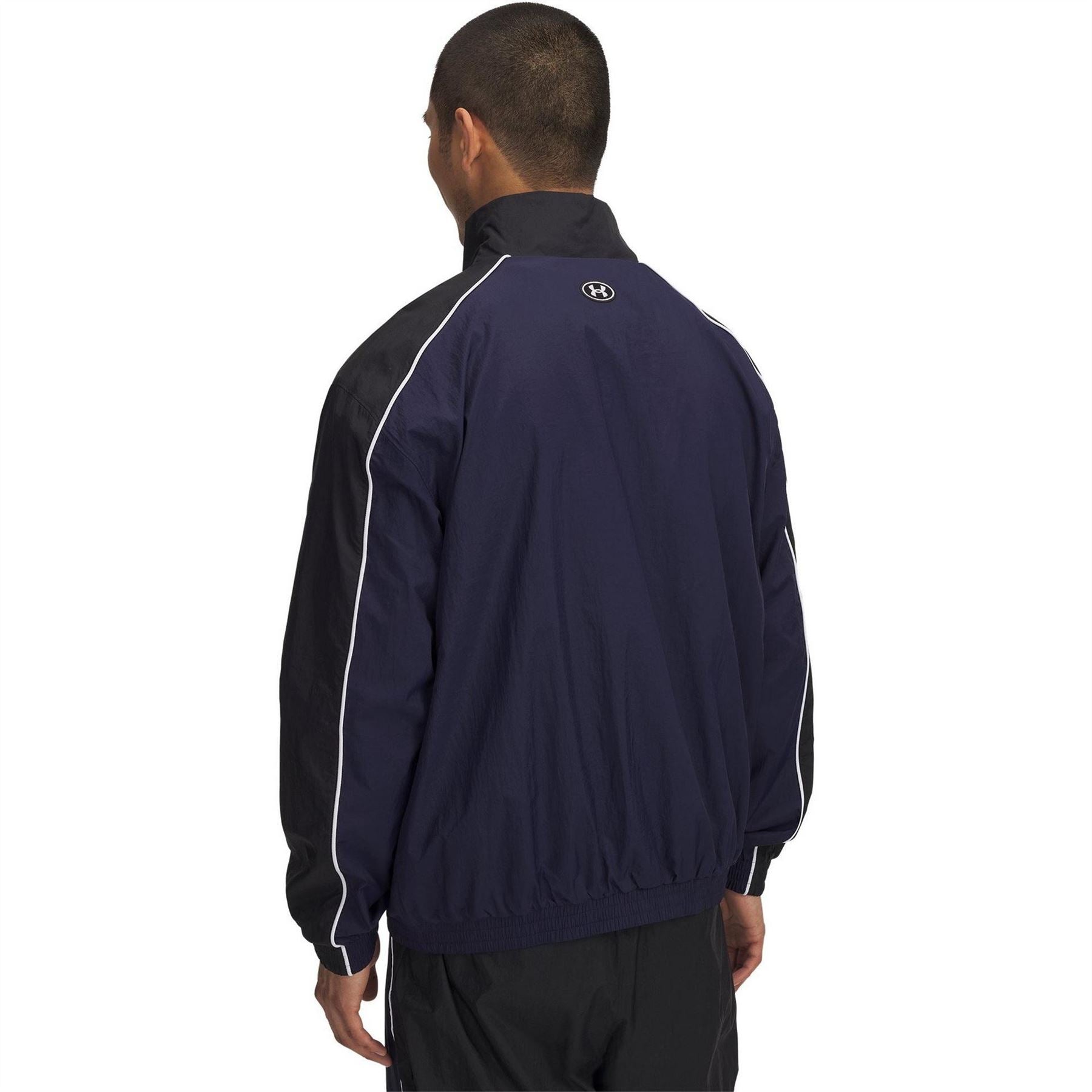 Under Armour Solid Patterned Ribbed Cuff Track Jacket with Logo Badge