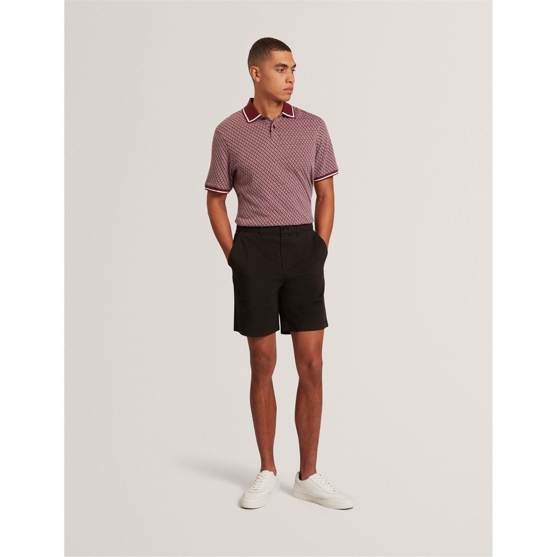 Ted Baker Solid Patterned Chino Shorts