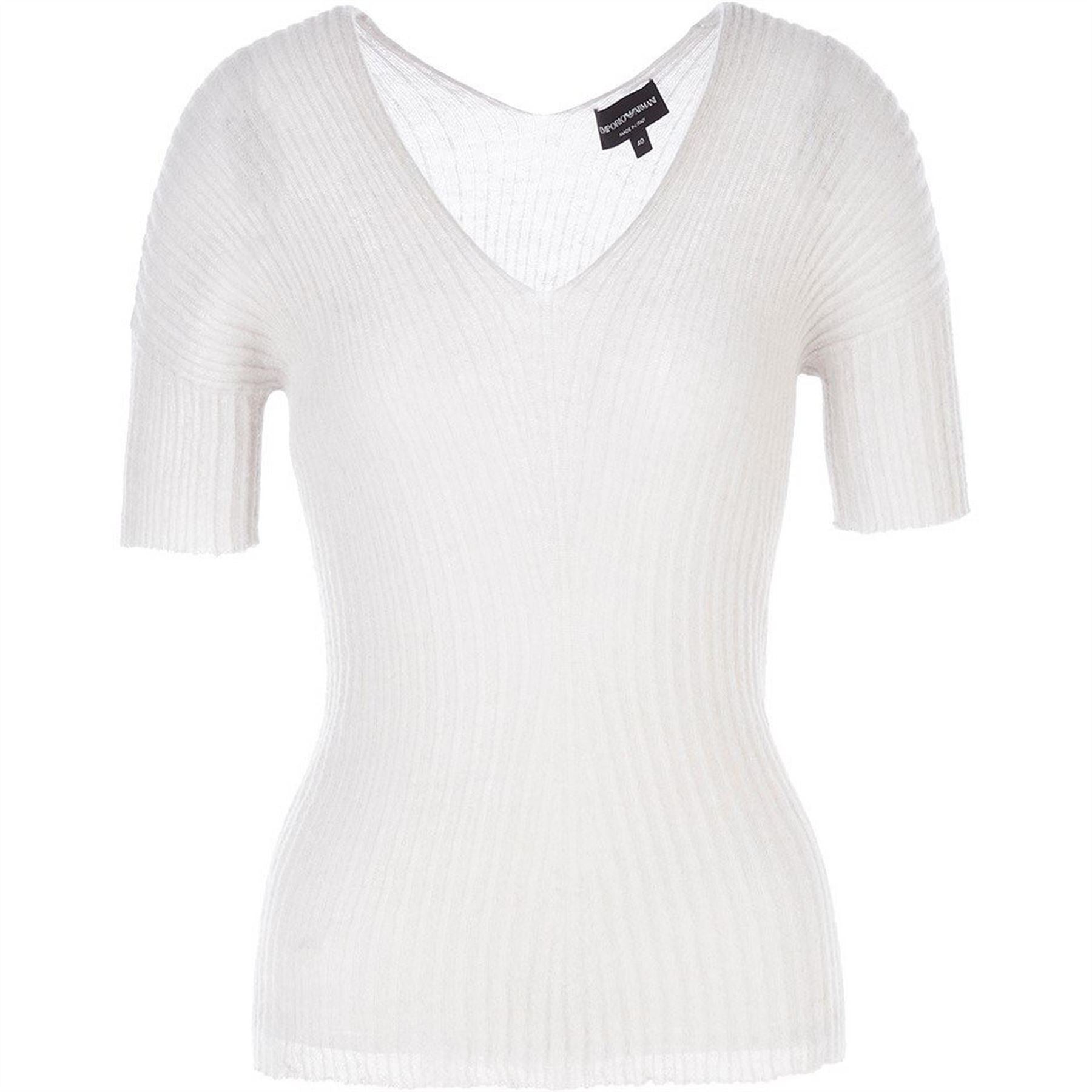 Emporio Armani V-Neck Slim Fit Short Sleeve Sweater