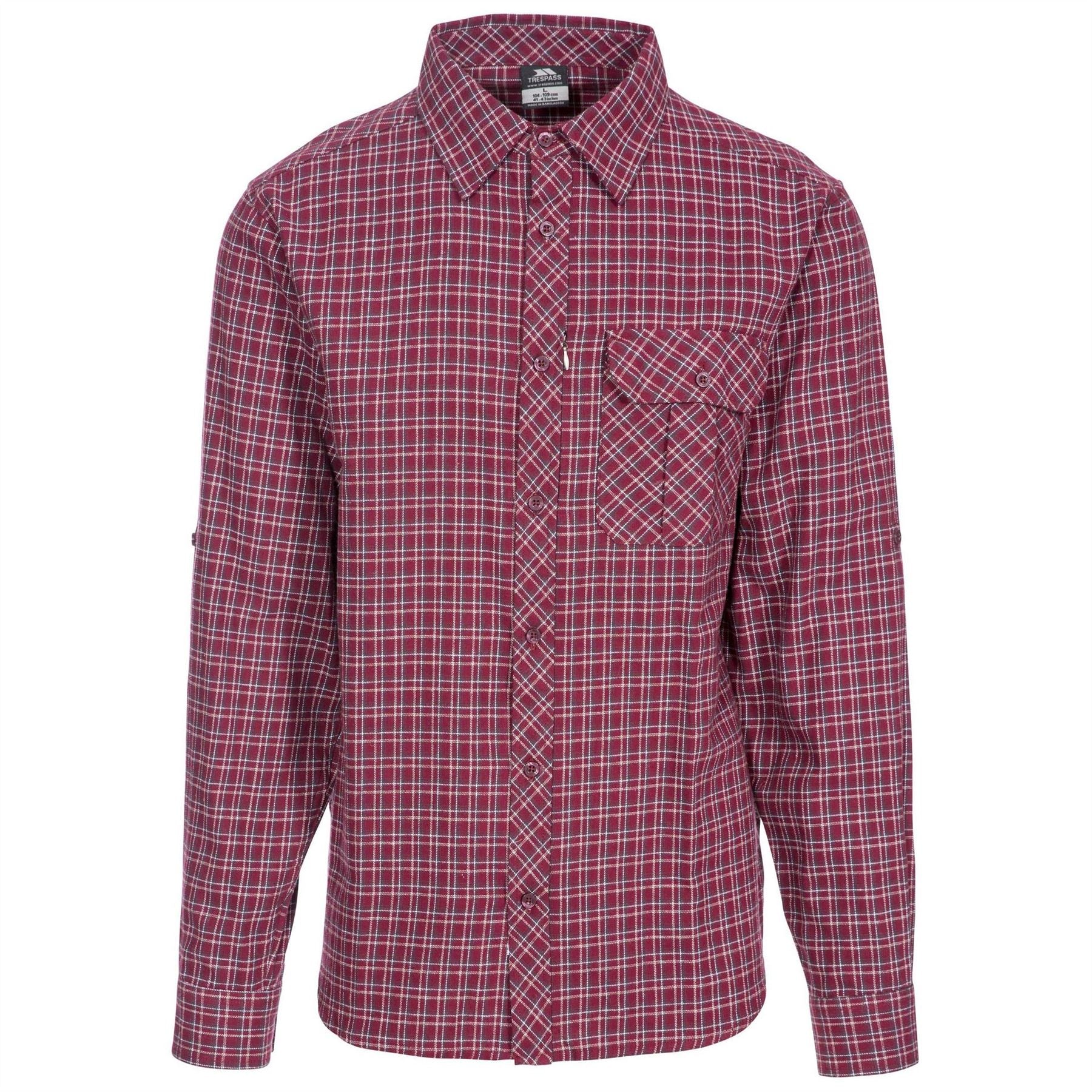 Trespass Snypr Plaid Zip Pocket Regular Fit Long Sleeve Shirt