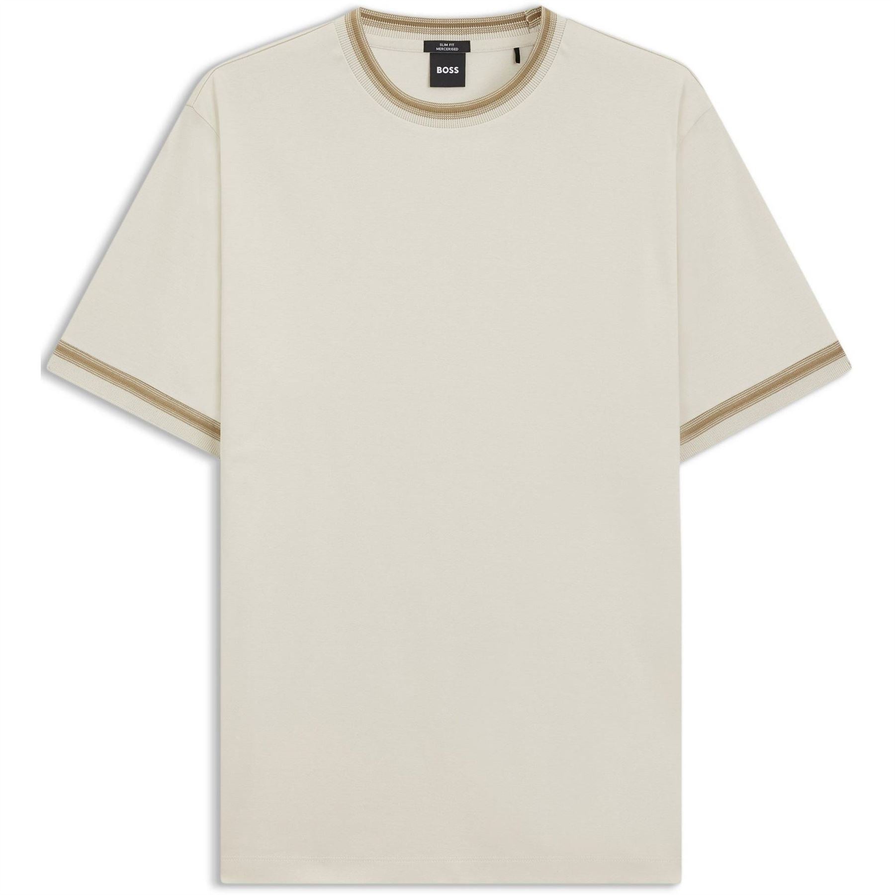 Boss Crew Neck Ribbed Collar Short Sleeve T-Shirt