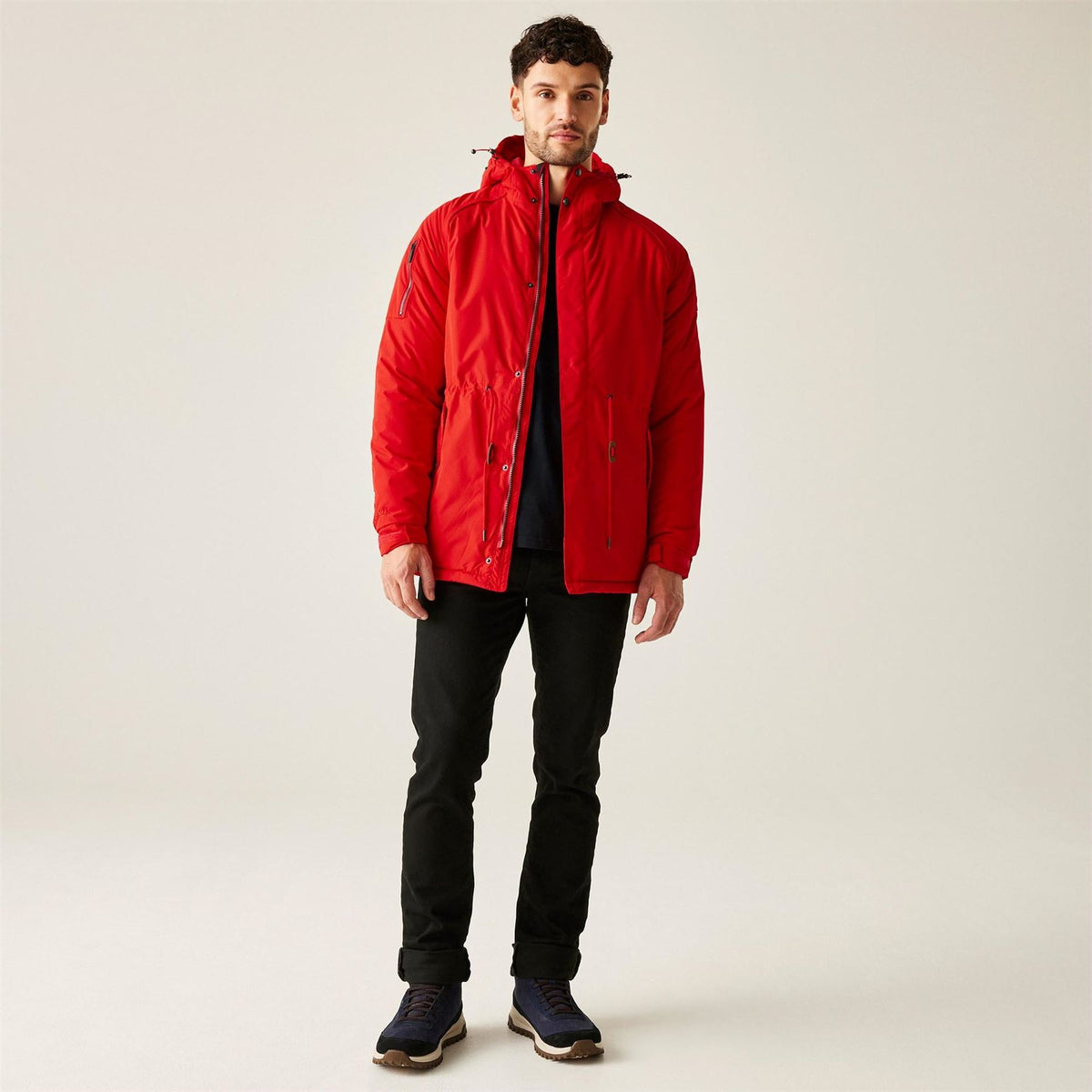 Regatta Salingeriii Solid Patterned Hooded Drawstring Fur Trim Parka Coat