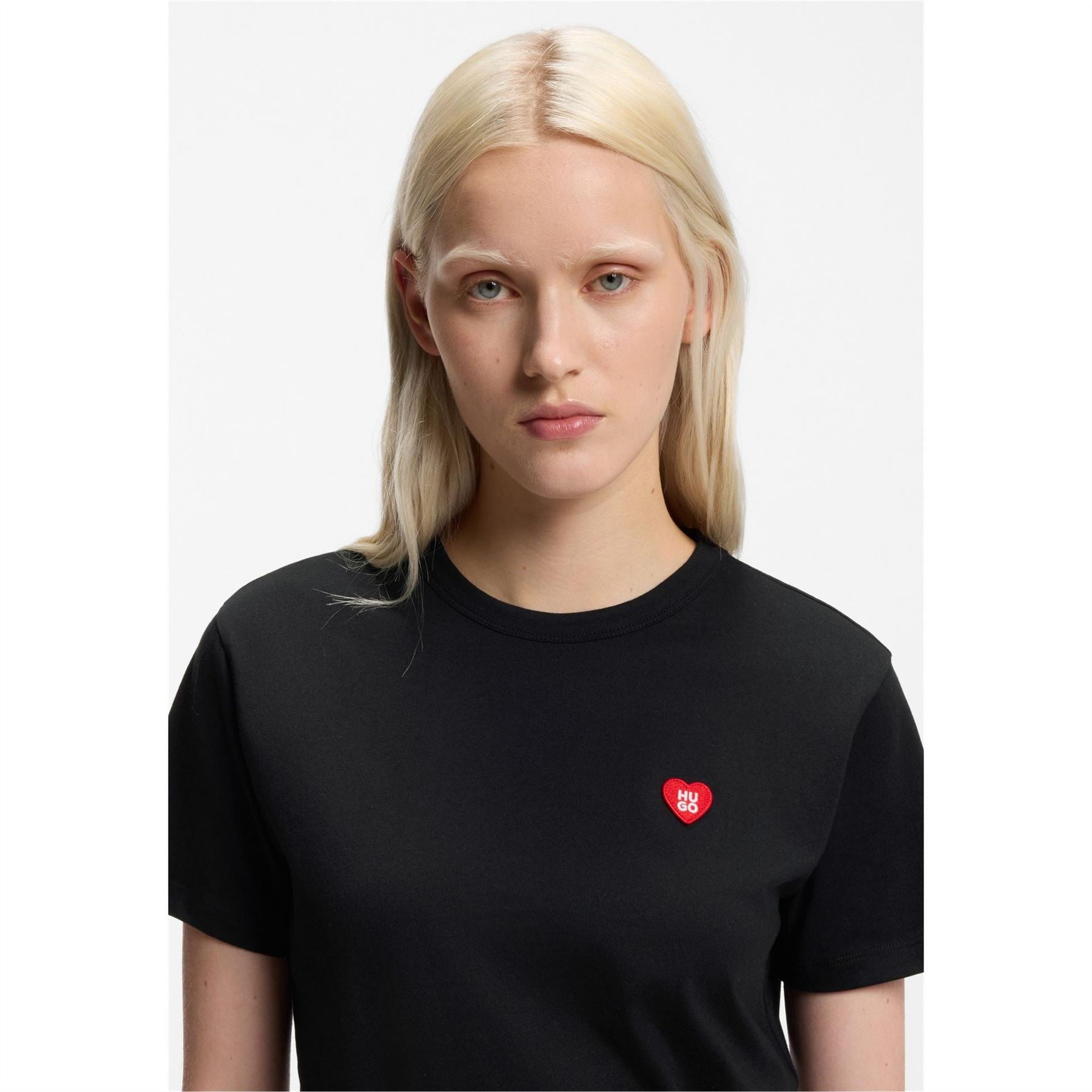 Hugo HUGO Damacia Short Sleeve T Shirt with Heart Logo Detail