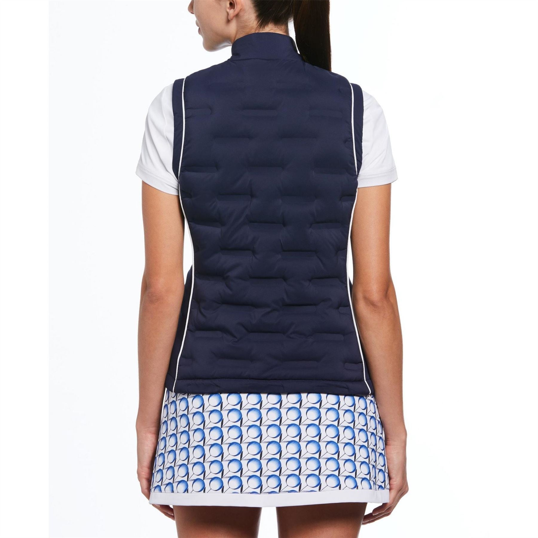 Original Penguin Golf Inslider Solid Patterned Mock Neck Waist Coat with Zipped Pocket