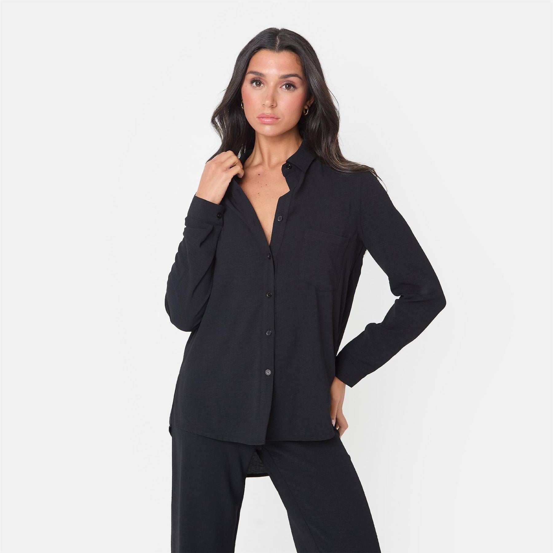 I Saw It First Crepe Long Sleeve Shirt
