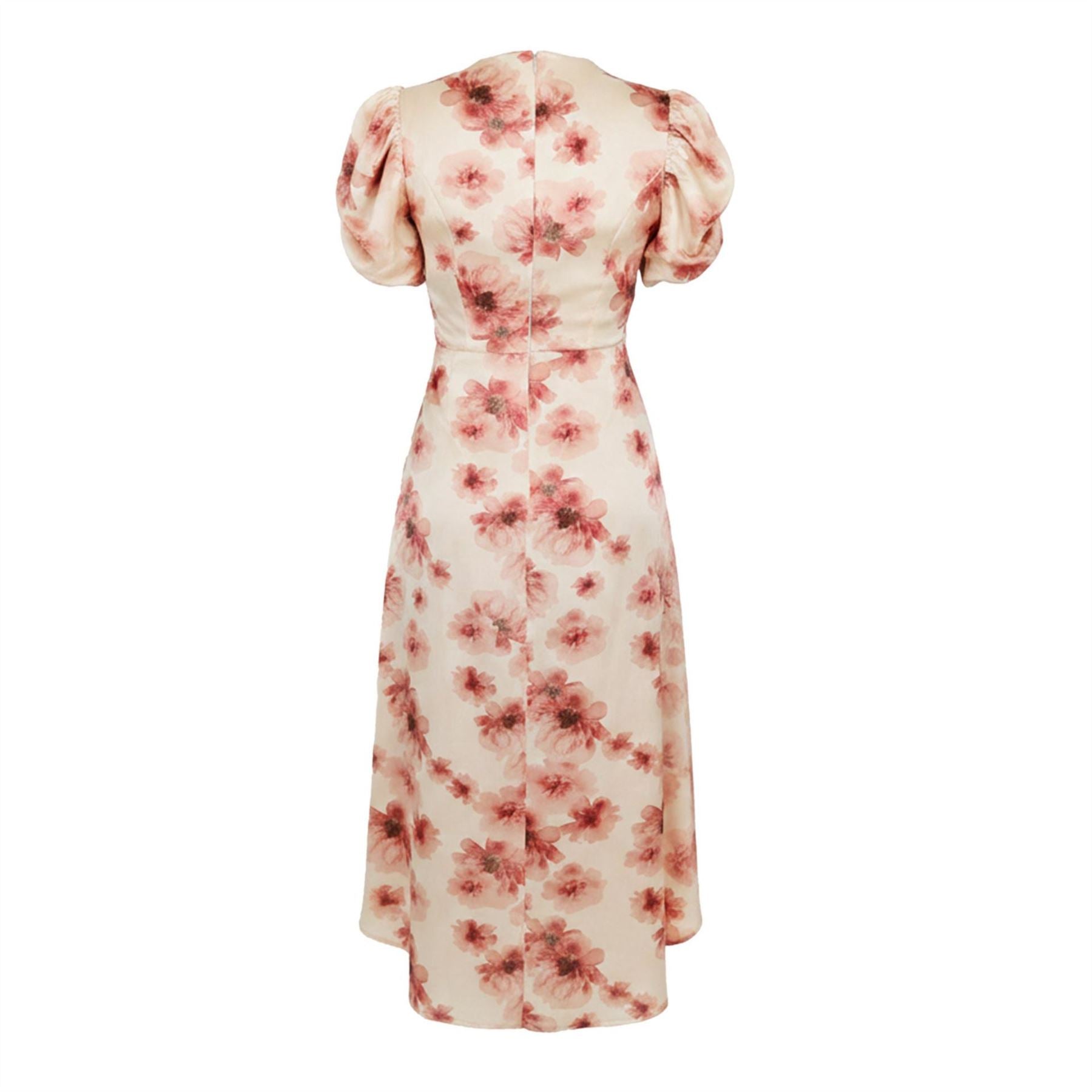 AX Paris Floral Print Puff Sleeve Gathered Side Midi Dress