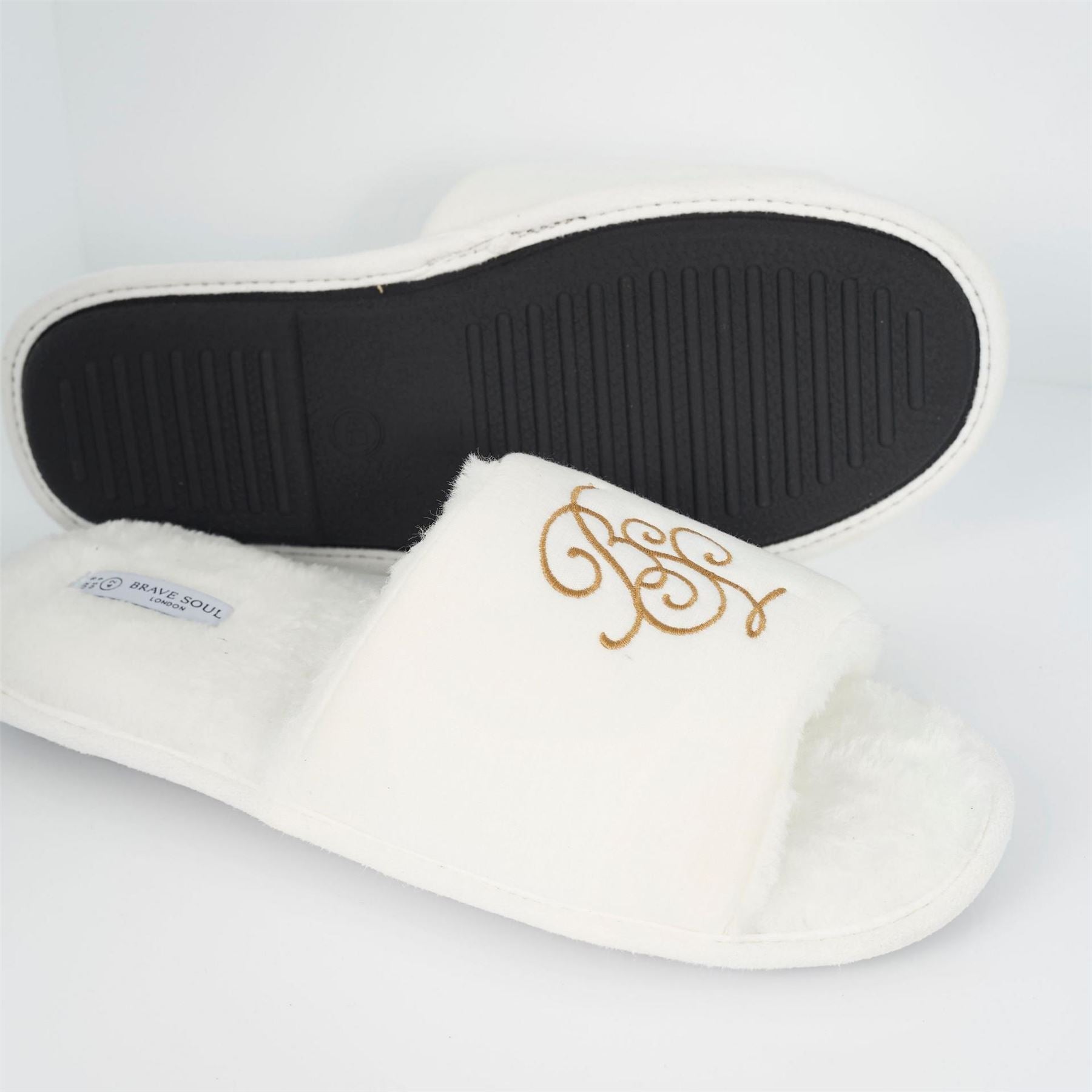 Brave Soul Mens Open Toe Emboridered Logo Slipper