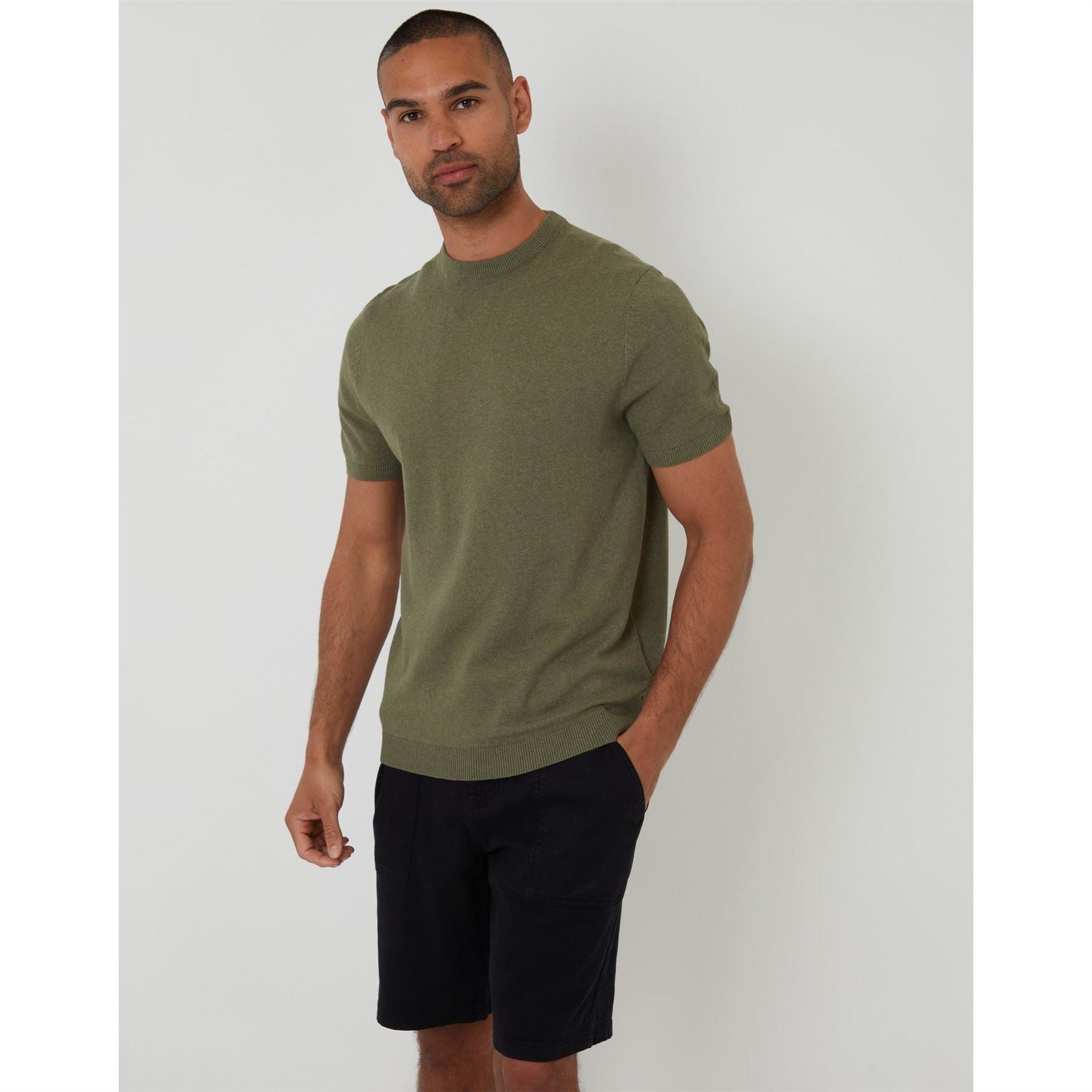 Threadbare Rib Crew Neck Short Sleeve Regular Fit T-Shirt