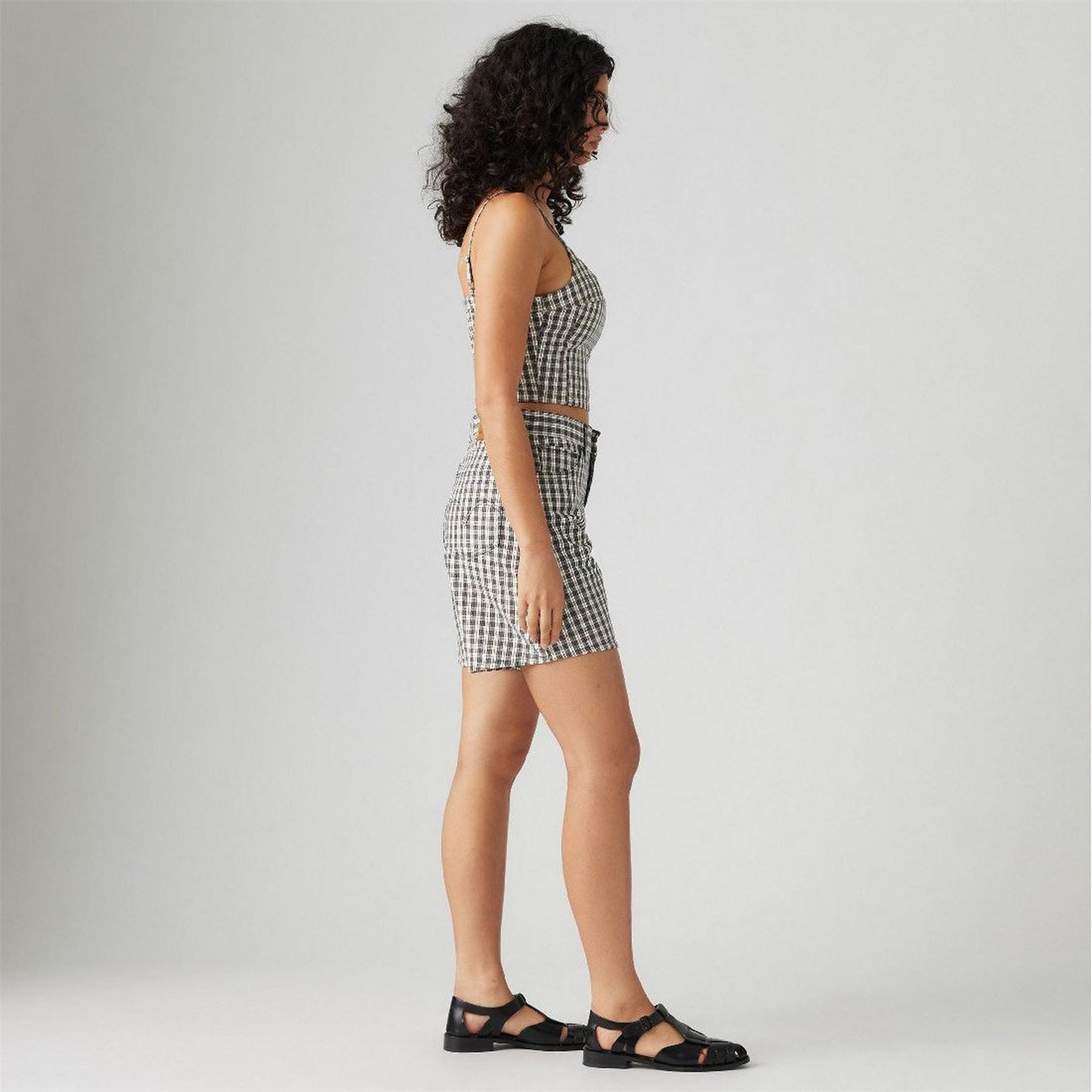 Levis Milo Plaid High Baggy Denim Shorts
