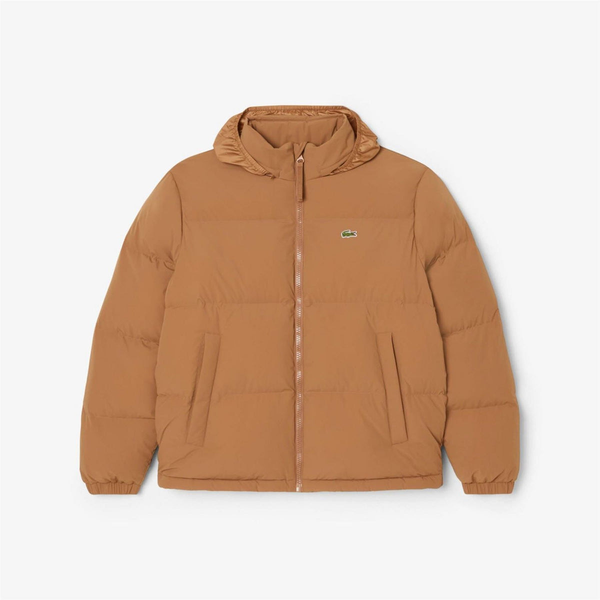 Lacoste Solid Patterned Front Zipper Pocket Puffer Jacket