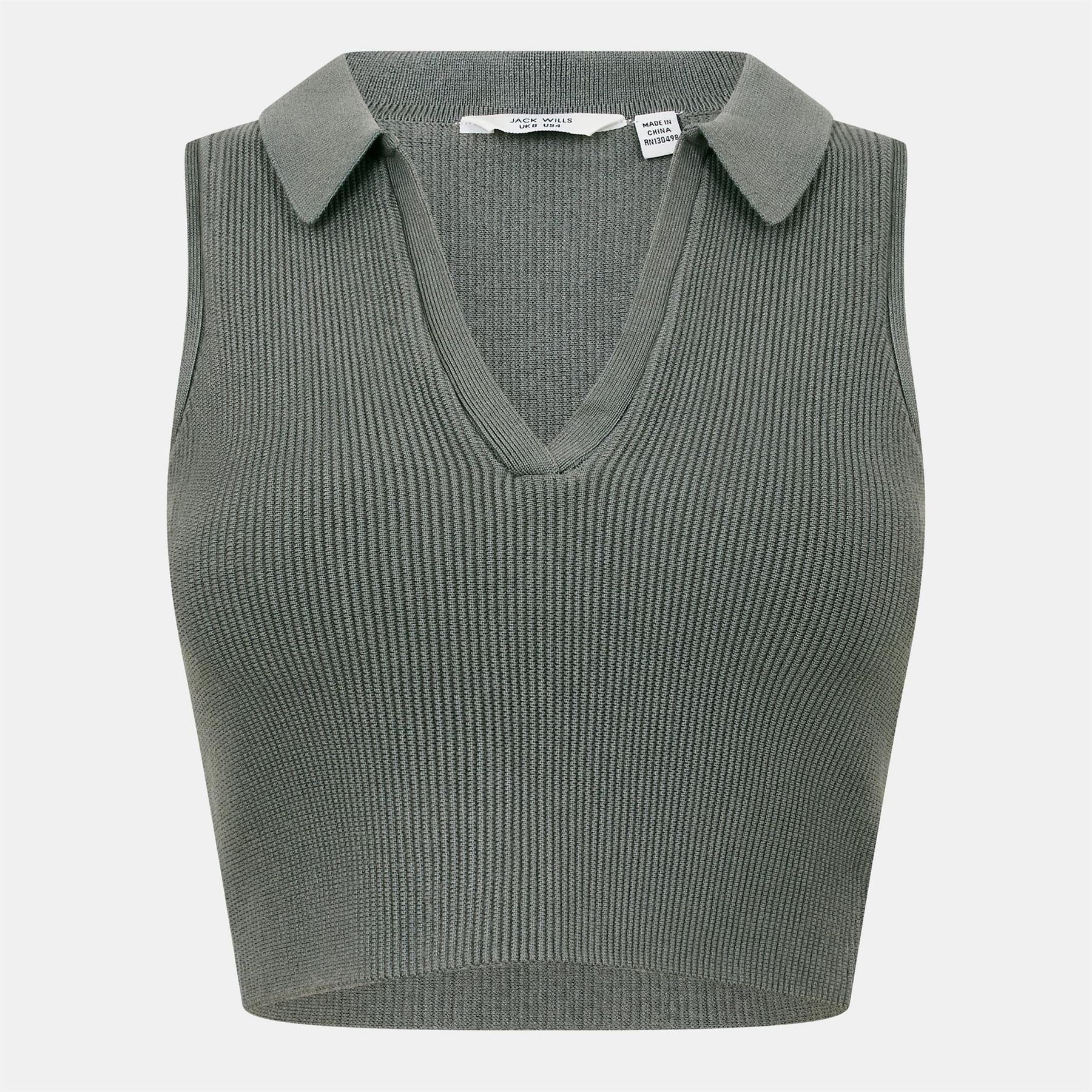 Jack Wills Knitted Polo Crop Top